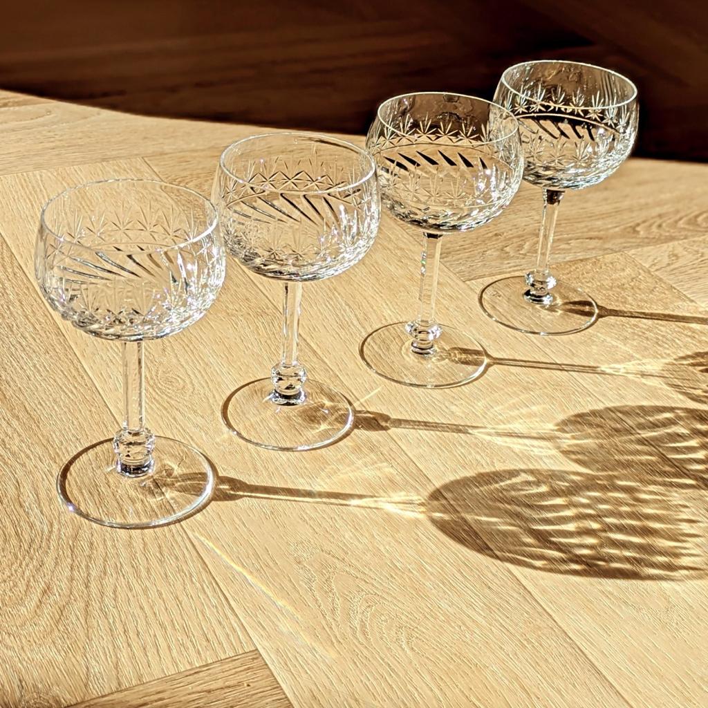 Antieke set van 4 Villeroy & Boch Treveris wijnglazen, Ophalen of Verzenden