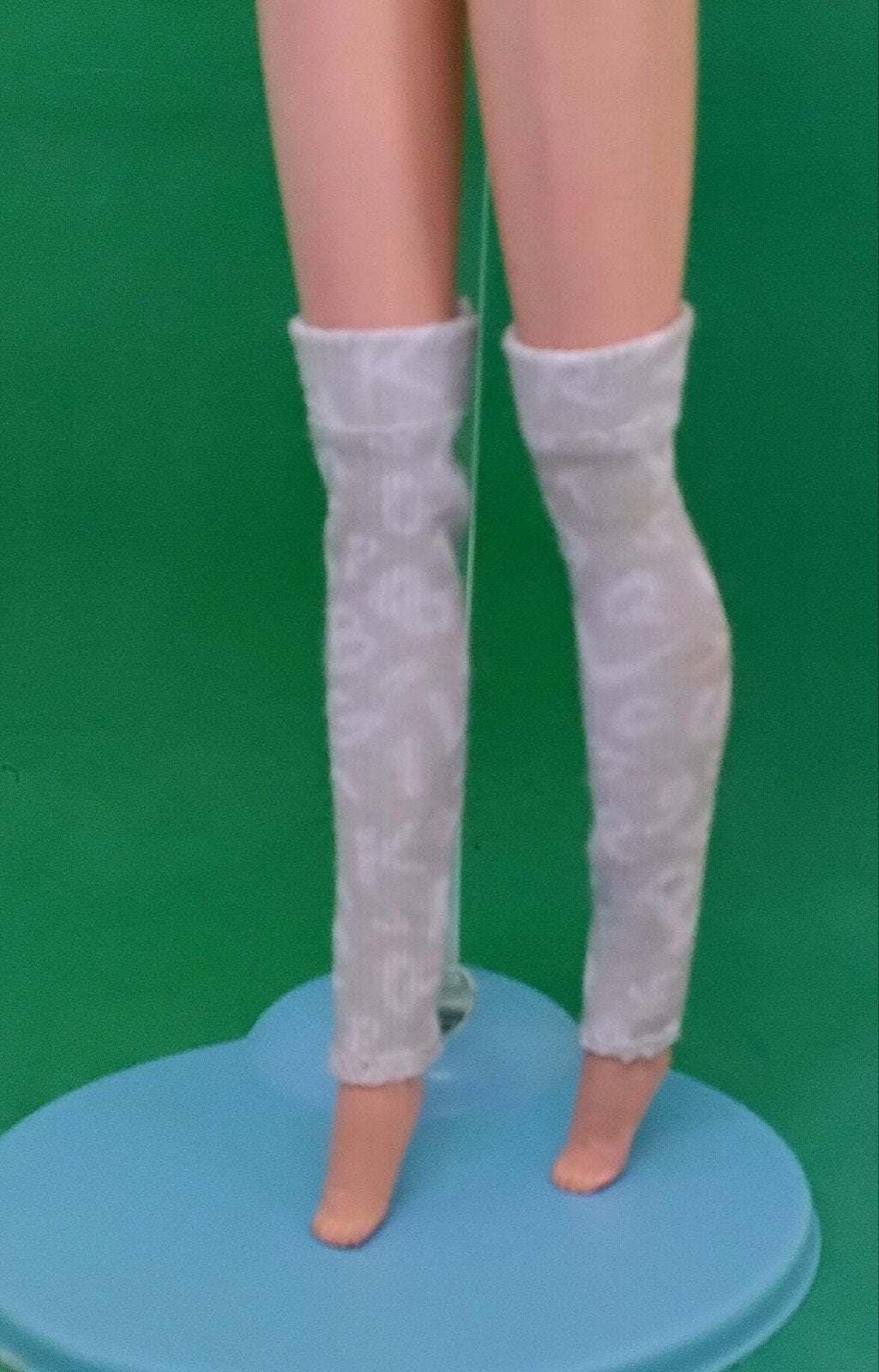 Vintage Barbie Kousen/Beenwarmer Overknee Grijs/Wit, Verzenden, Gebruikt, Kleertjes