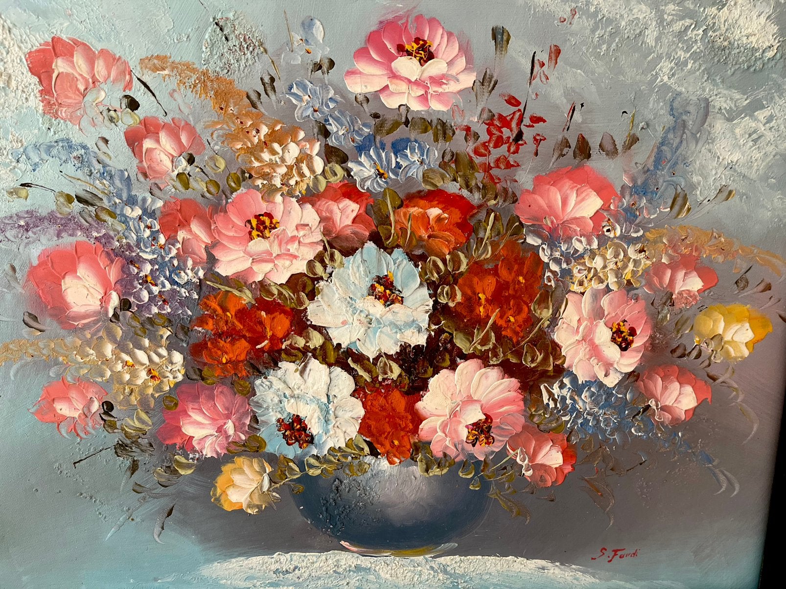 Prachtig olieverf bloemen schilderij, Ophalen