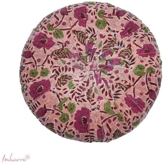 Imbarro Eleana Rond Kussen Roze 47cm 100% Katoen Velvet, Overige merken, Textiel, Overige typen, Nieuw