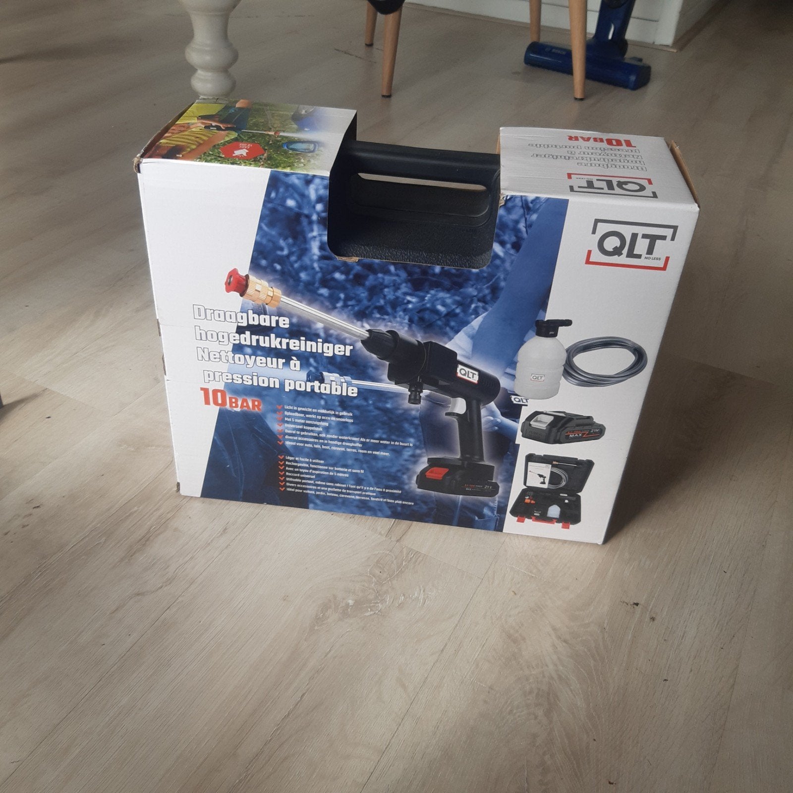 QLT Draagbare Hogedrukreiniger 10 BAR - Nieuw in doos, Tuin en Terras, Hogedrukreinigers, Ophalen of Verzenden, Nieuw, Accu, QLT
