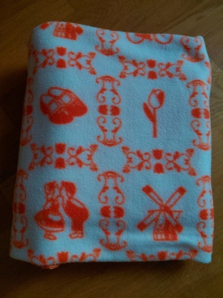 Plaid met Nederlandse prints, Fleecedeken, 118 cm, Oranje, Nieuw