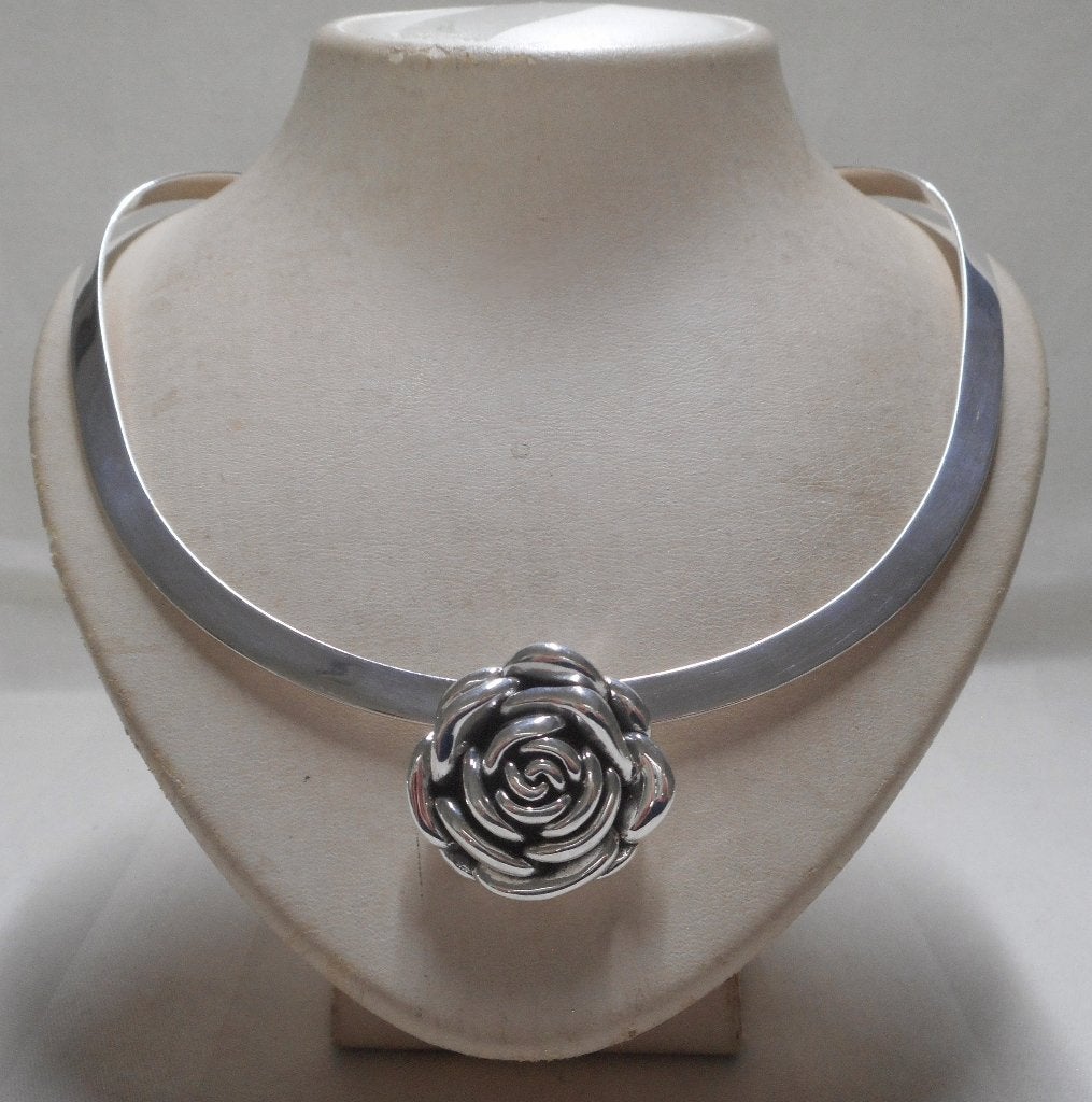 Zilveren Spang met roos hanger nr.1206, Sieraden, Tassen en Uiterlijk, Kettingen, Met hanger, Verzenden, Zo goed als nieuw, Zilver