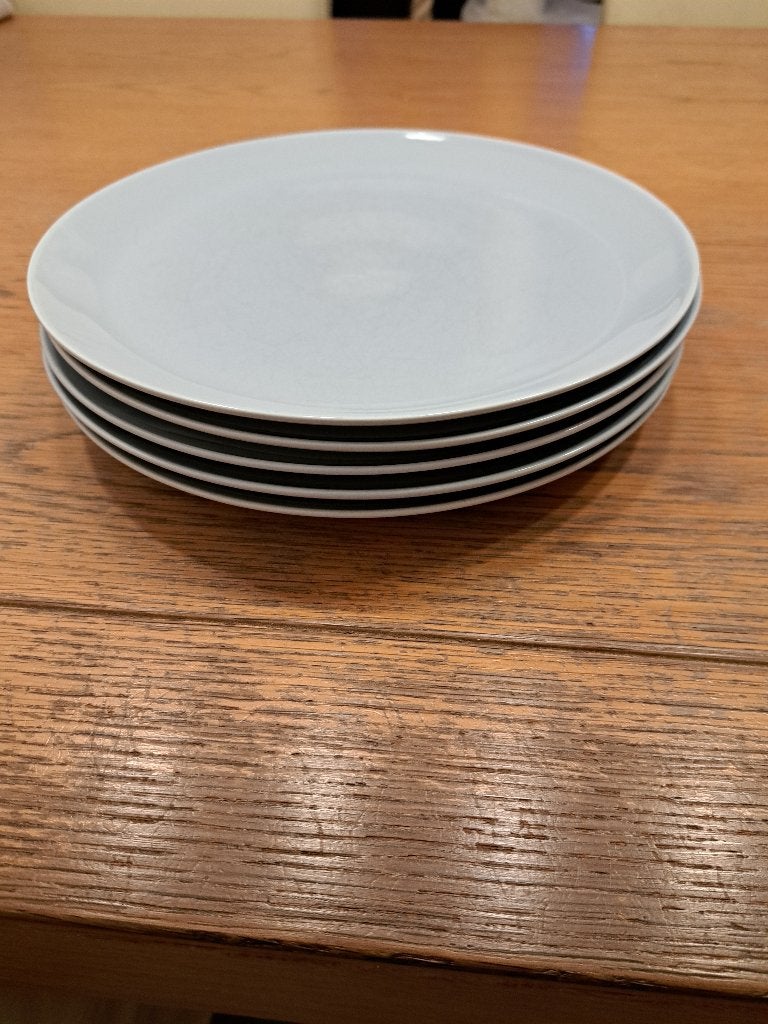 diner bord blauw 5 stuks  hier zijn ook 9 ontbijtborden van, Ophalen, Gebruikt, Overige stijlen, Bord(en)
