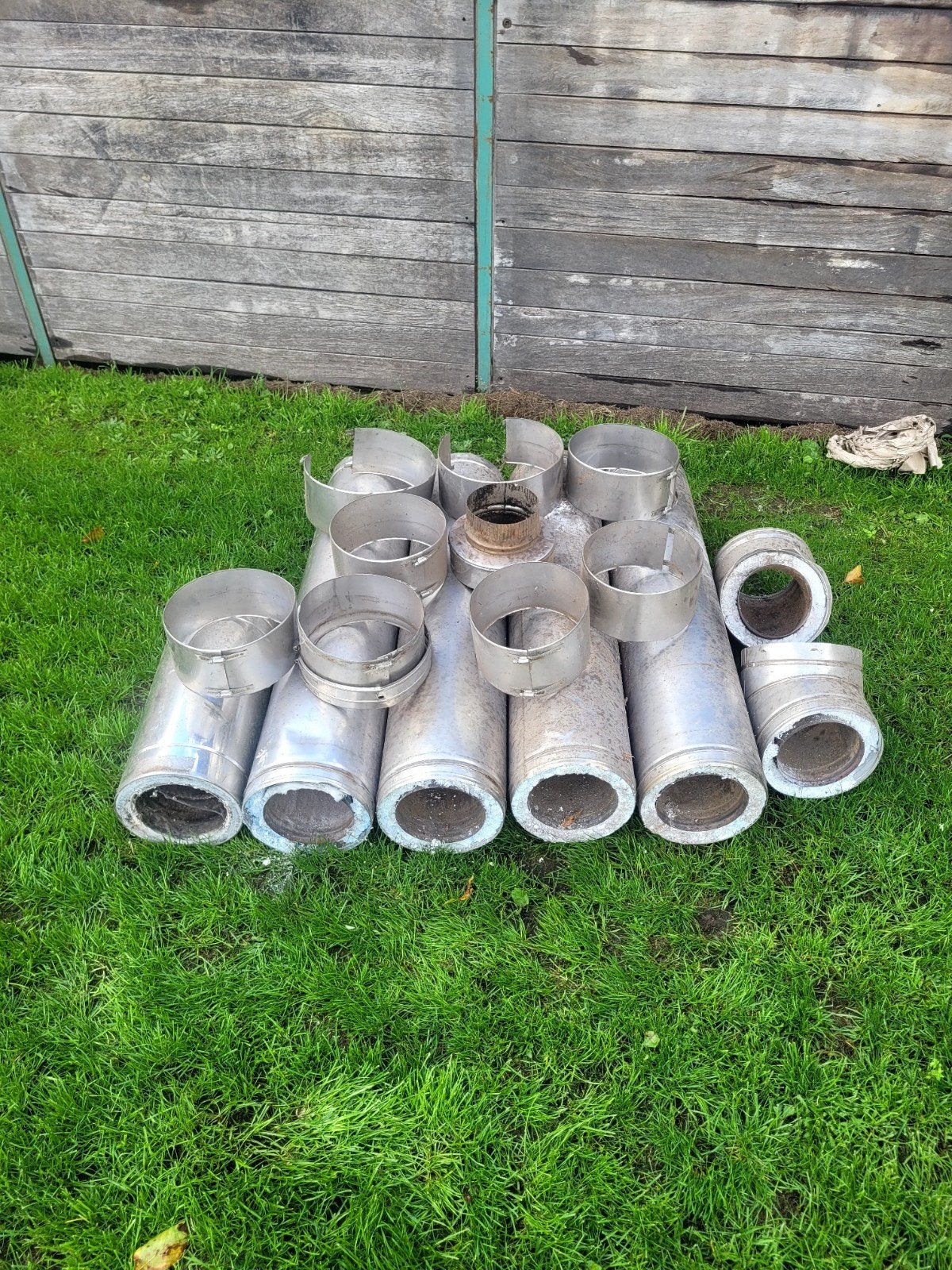 RVS Dubbelwandige Kachelpijp Set - 150/220mm, Ophalen of Verzenden, Zo goed als nieuw, Hout, Houtkachel