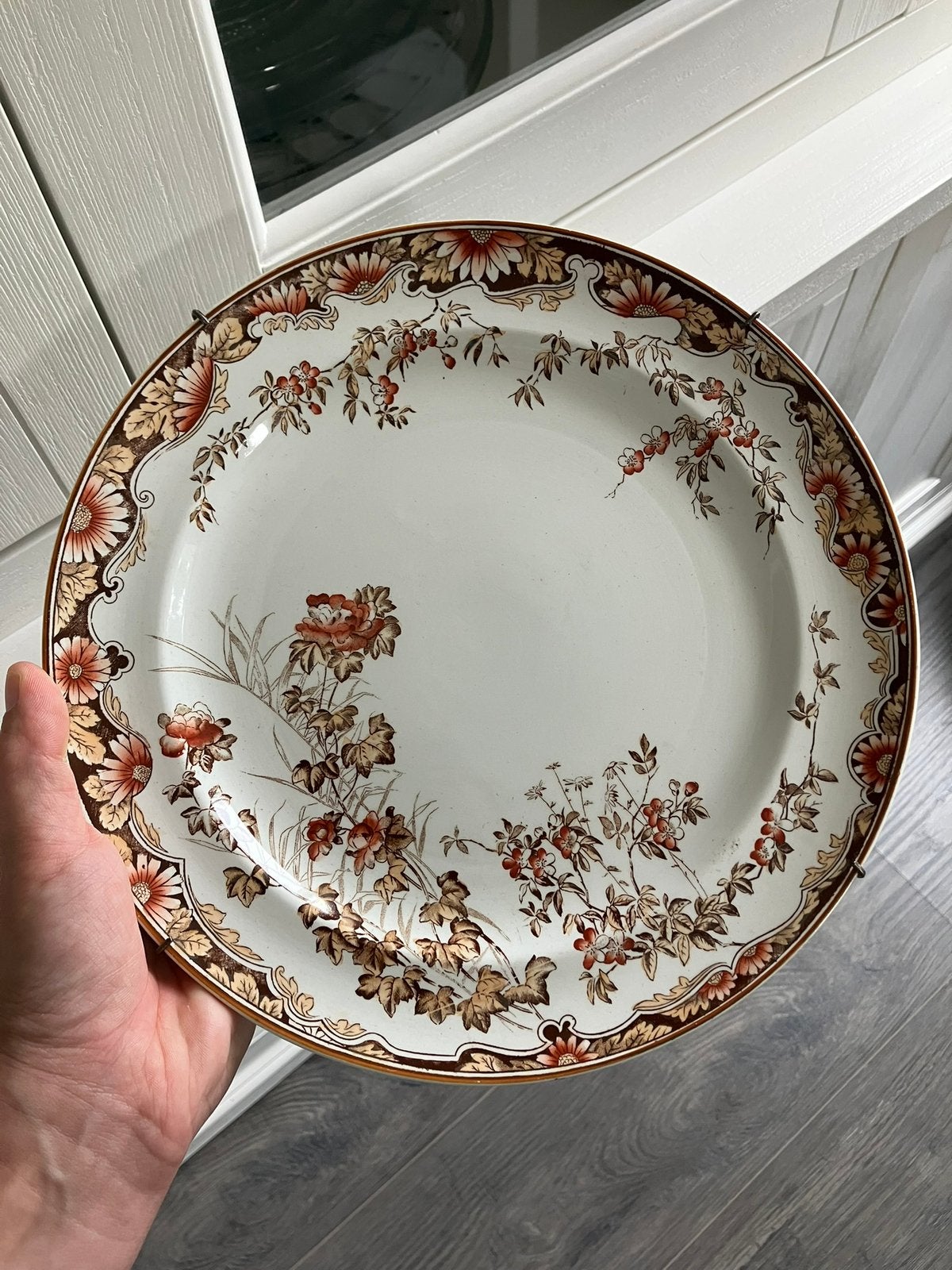 Antieke bord schaal George Jones & Sons Chatsworth bloemen, Ophalen of Verzenden