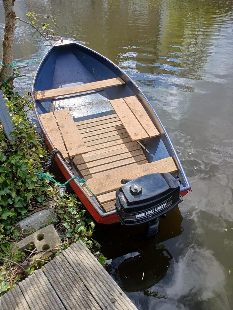 Stalen roeiboot met of zonder buitenboordmotor, Watersport en Boten, Sloepen, Ophalen, Gebruikt, 4 m, Staal