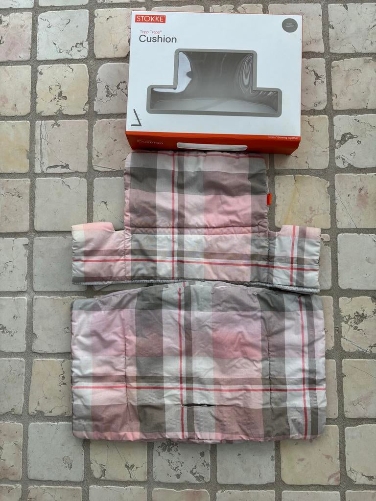 Stokke Tripp Trapp Kussen set - Roze Geruit in doos!, Ophalen of Verzenden, Gebruikt, Overige typen