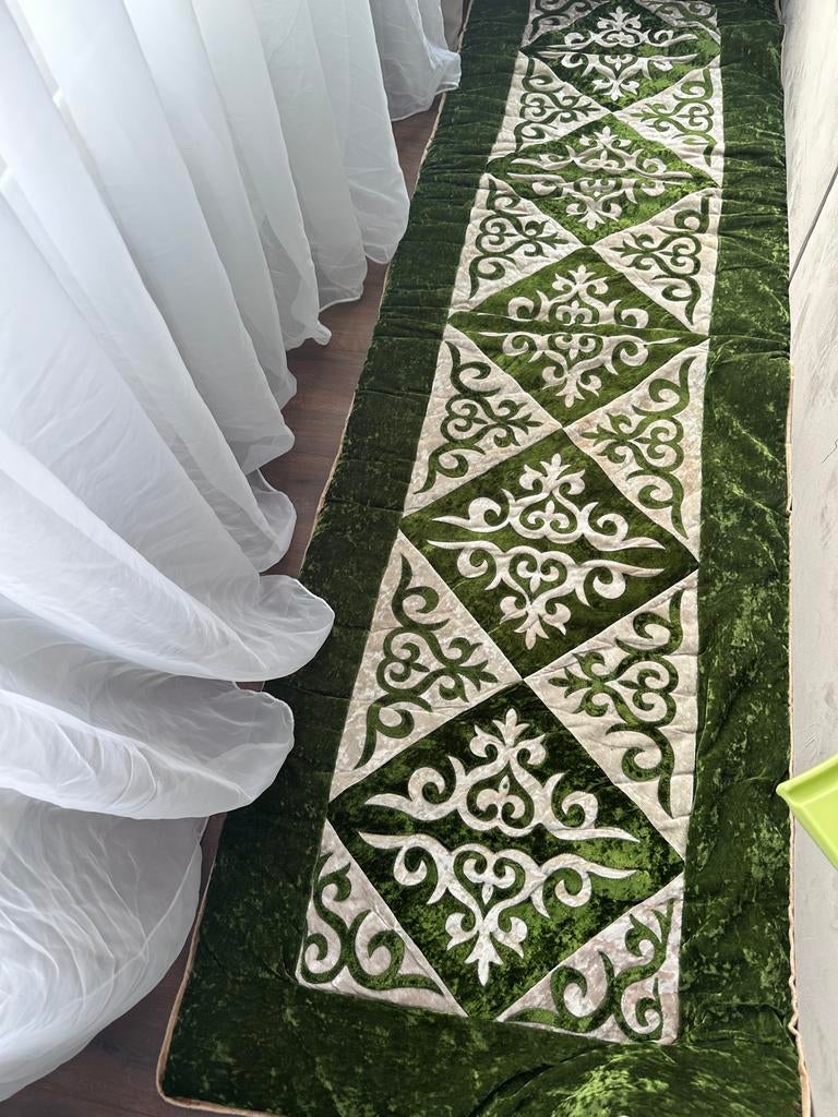 Handgemaakt Centraal-Aziatisch Kilim-Korpe Tapijt, Gebruikt, 200 cm of meer, Rechthoekig, Groen