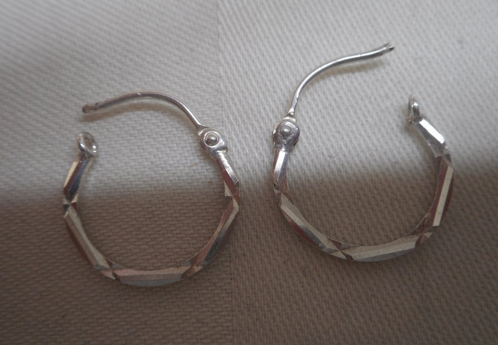 Zilveren vintage oorringen nr.1260, Sieraden, Tassen en Uiterlijk, Oorbellen, Zo goed als nieuw, Hangers, Zilver, Zilver, Verzenden