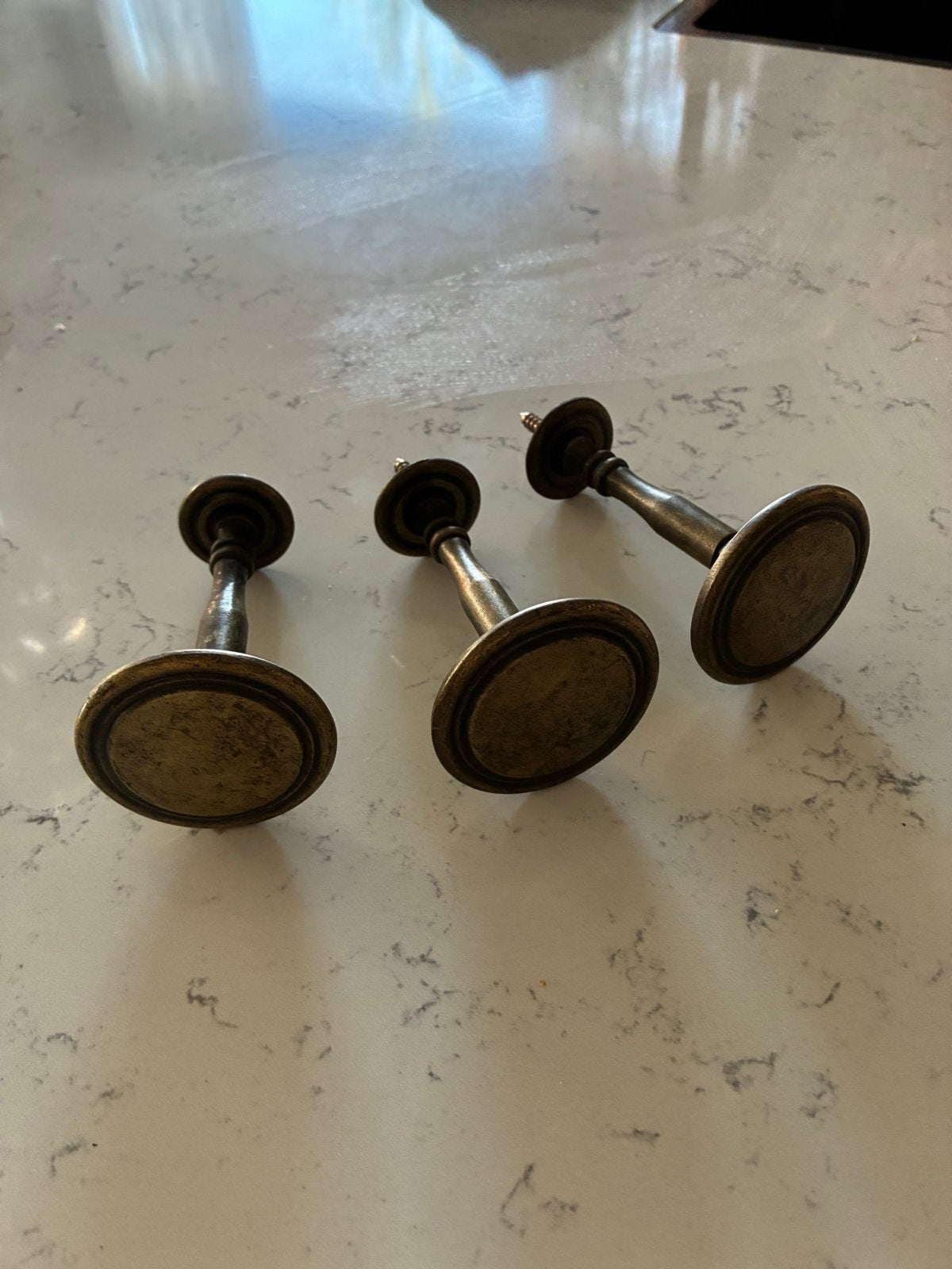 Set van 3 vintage messing gordijnhaken, Ophalen, Vintage, Gebruikt, Goud
