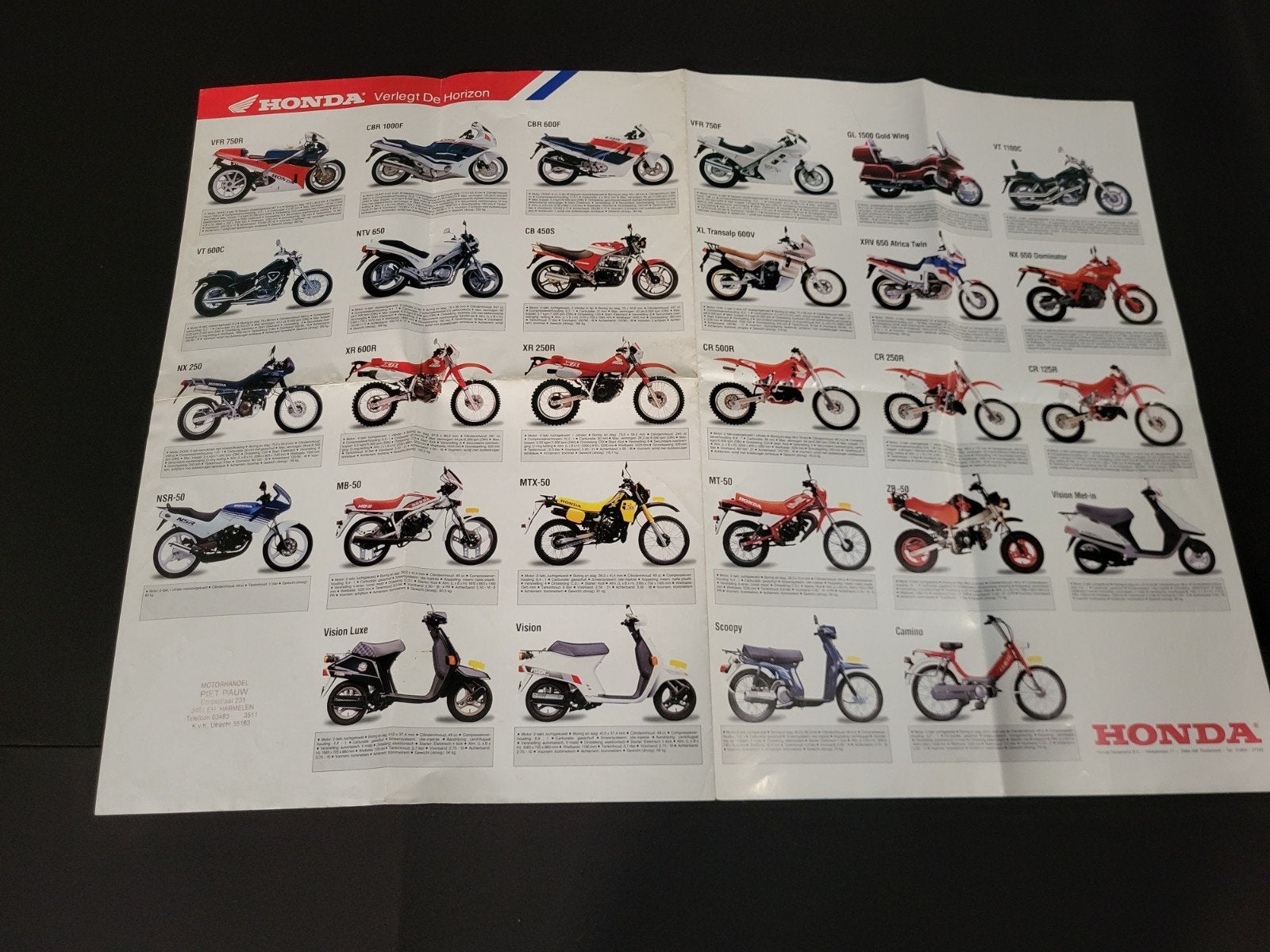 Honda mt mb mtx mbx nsr Reclame Poster, Ophalen of Verzenden, Gebruikt, Motoren