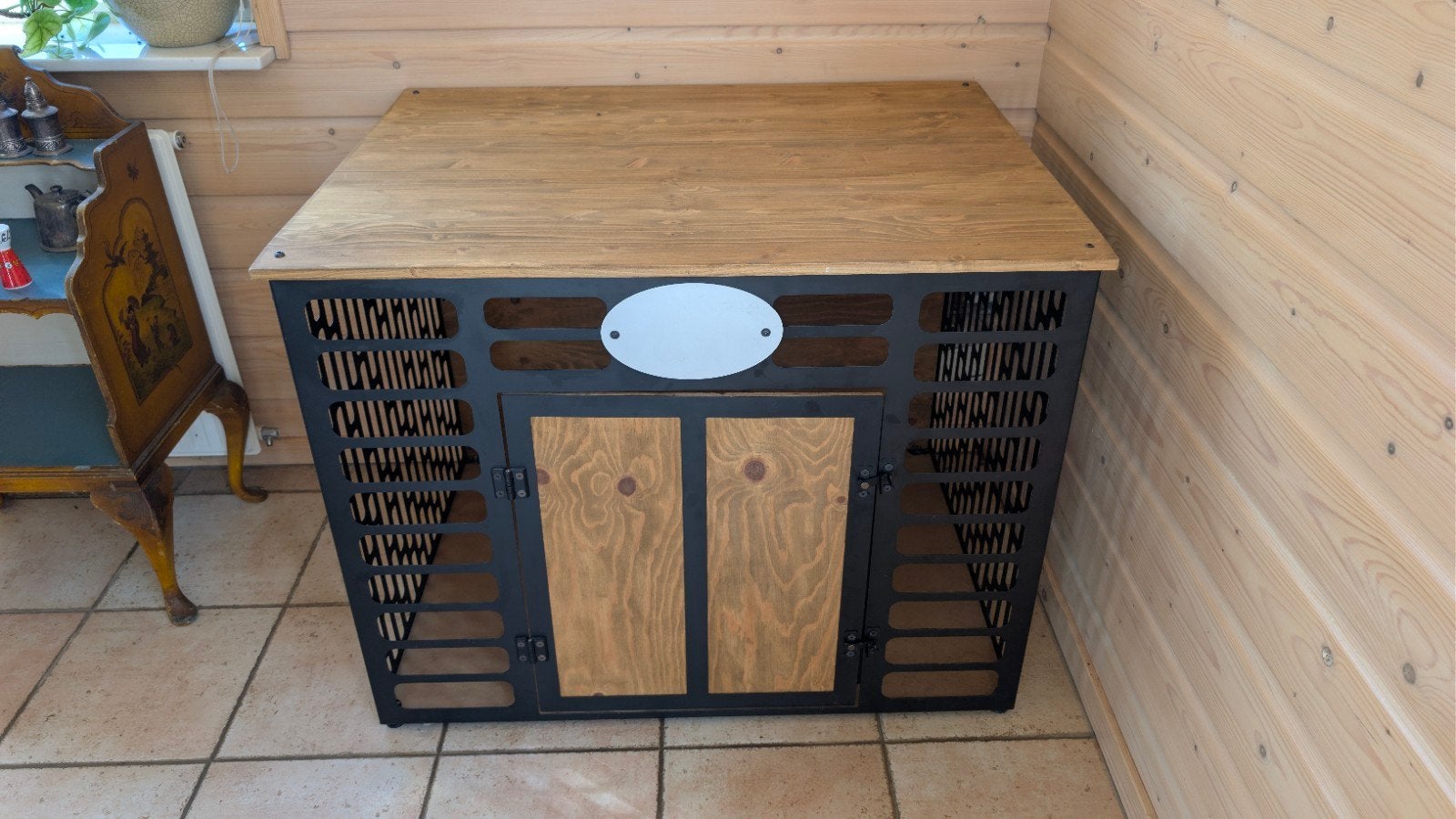 honden bench te koop, mooi van hout, Ophalen, 65 tot 100 cm, Hondenhok, Zo goed als nieuw