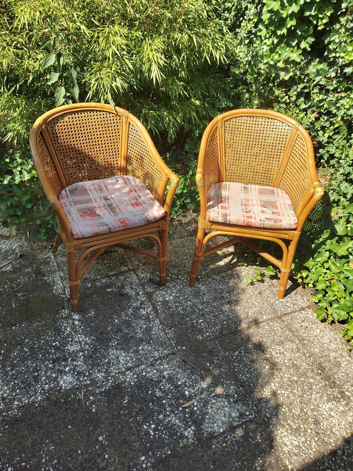 Puntgave rotan bamboe tuinstoelen, Tuin en Terras, Tuinstoelen, Ophalen, Zo goed als nieuw, Rotan