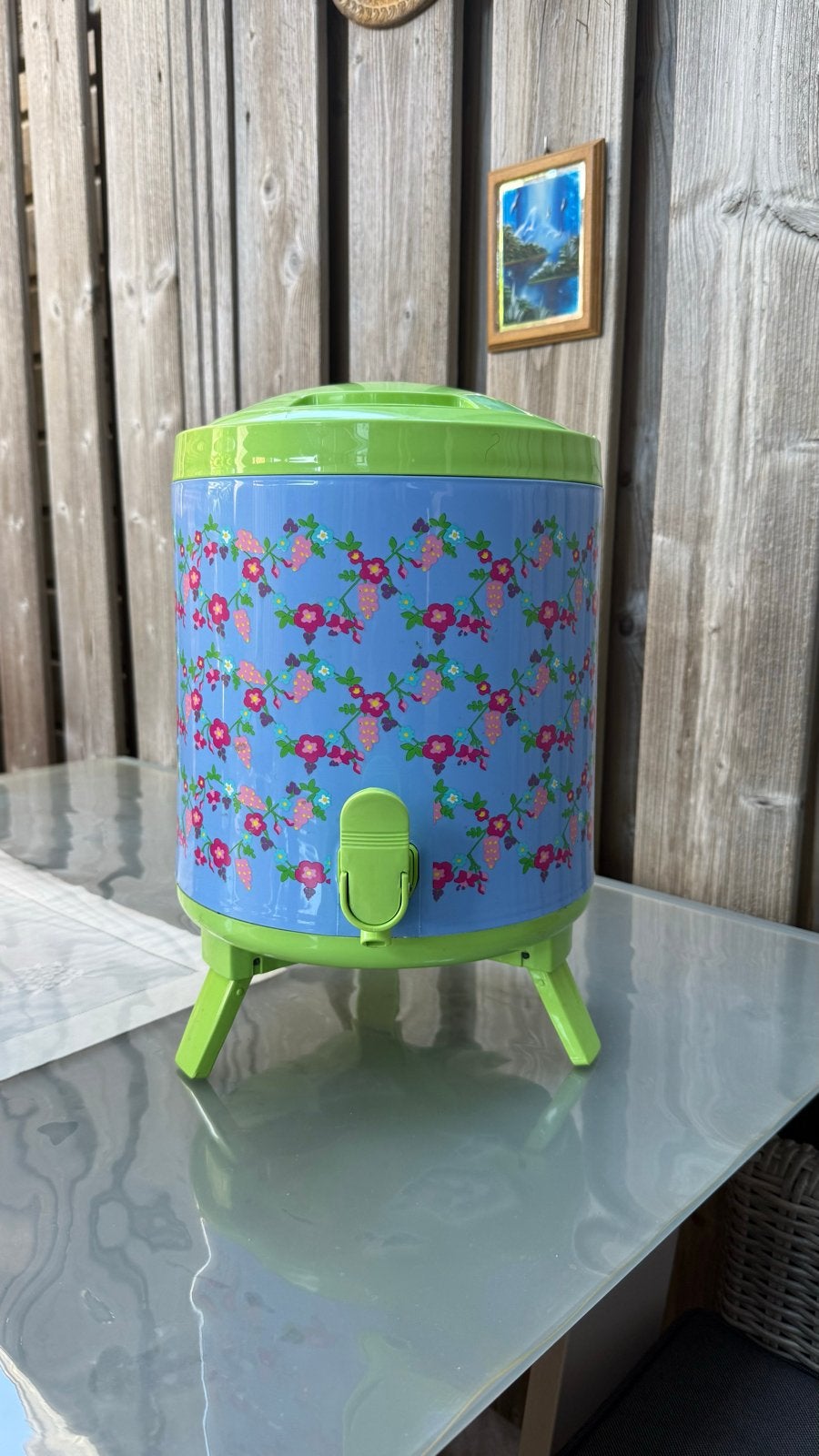 Leuke limonadedispenser met bloemenprint en tapkraantje, Ophalen, Gebruikt