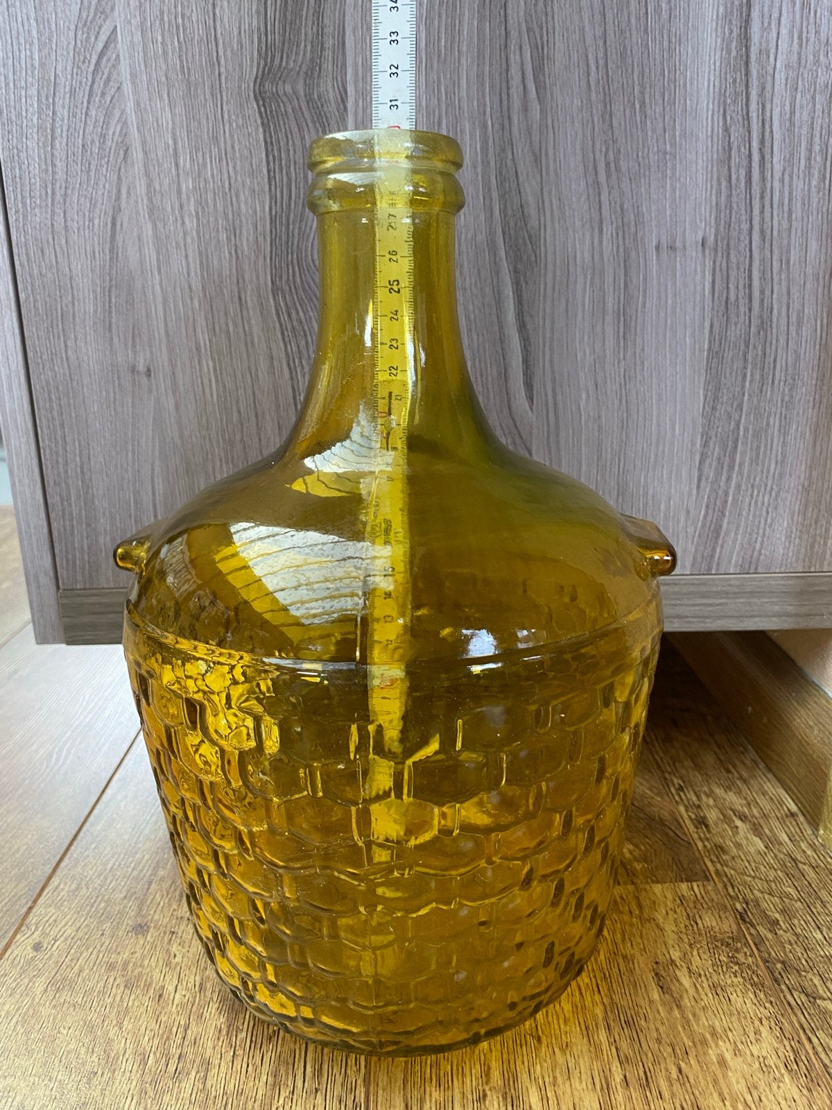 Grote vintage glazen fles/mandfles, 30 cm hoog, Ophalen of Verzenden