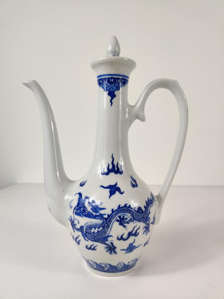 Jingdezhen sake kan draak, porselein, China, midden 20e eeuw, Ophalen of Verzenden
