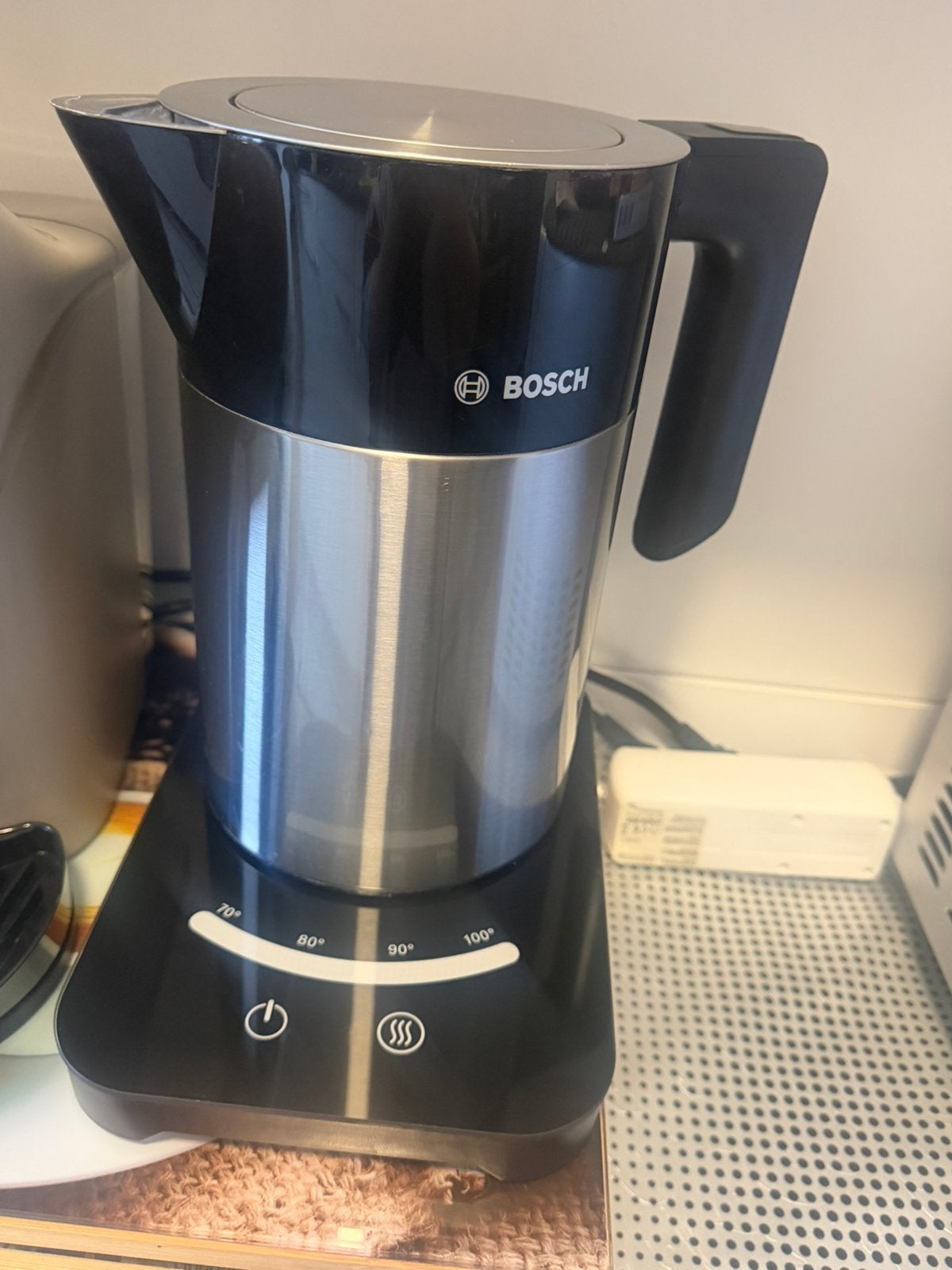 Bosch Waterkoker met temperatuurregeling - RVS, Witgoed en Apparatuur, Waterkokers, 1 tot 2 liter, Ophalen of Verzenden, Zo goed als nieuw