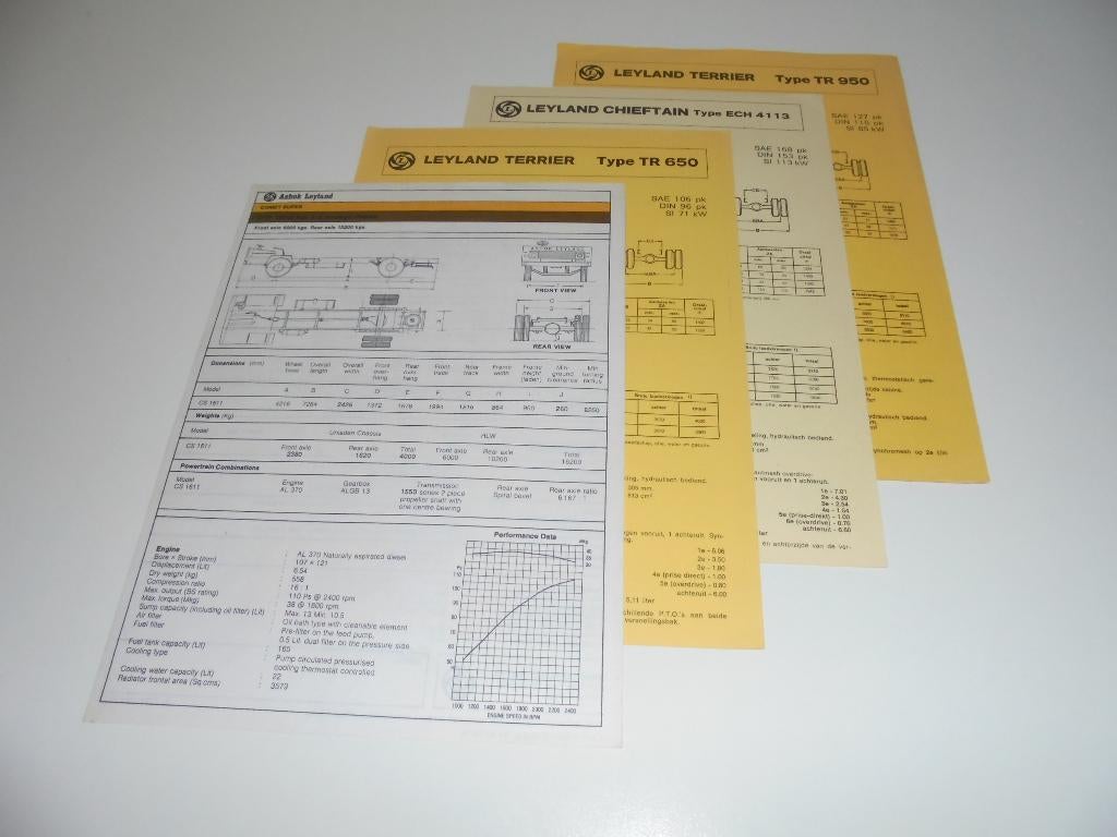 4 specificatiebladen Leyland Trucks in één koop, Ophalen of Verzenden, Zo goed als nieuw, Overige merken