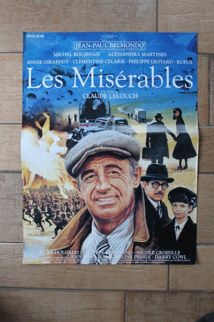 filmaffiche Jean-Paul Belmondo les misérables filmposter, Rechthoekig Staand, Ophalen of Verzenden, Zo goed als nieuw, A1 t/m A3