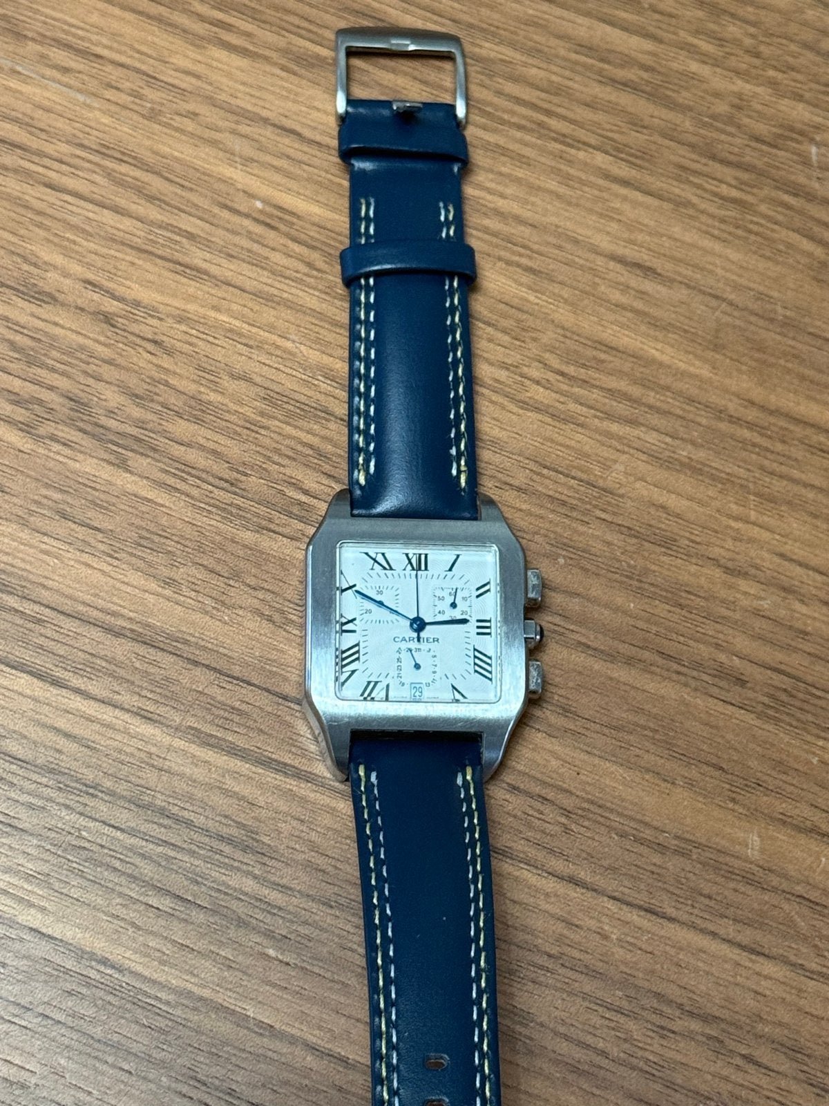 Cartier Santos 100 1904-2004 Quartz Herenhorloge, Overige merken, Staal, Polshorloge, Ophalen of Verzenden