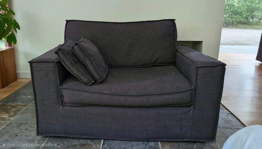 fauteuil / love chair donkergrijs, Ophalen, Gebruikt, Strak, eigentijds, 75 tot 100 cm