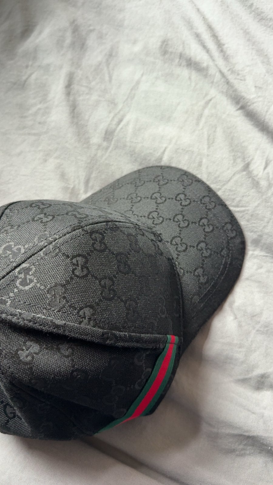 Gucci Pet Zwart met GG-patroon en Webdetail, Kleding | Heren, Hoeden en Petten, Nieuw, Pet, One size fits all, Verzenden