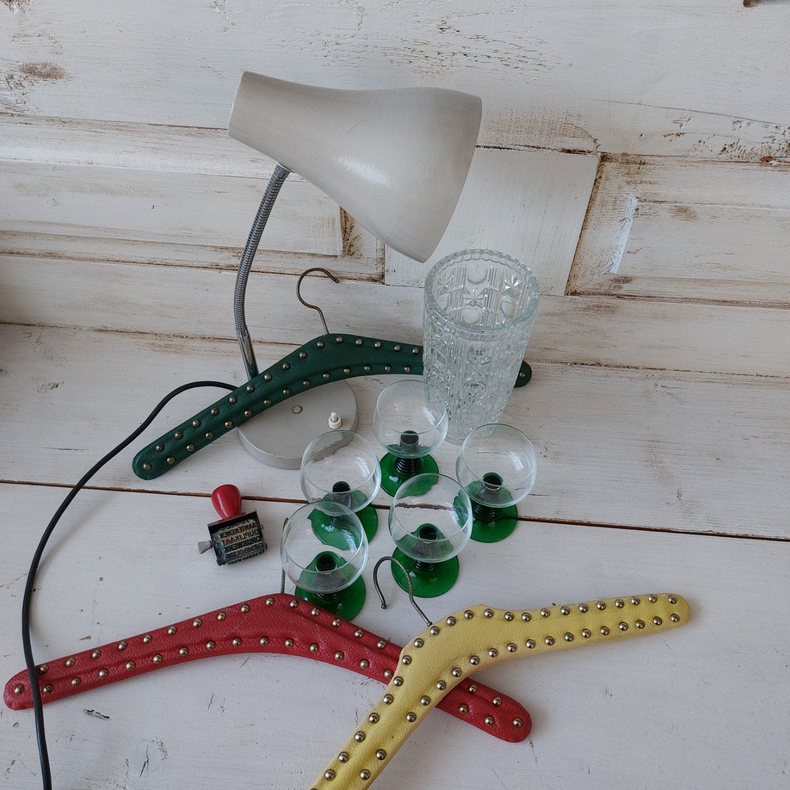 Vintage Retro Kledinghangers, Wijnglazen en Lamp, Ophalen