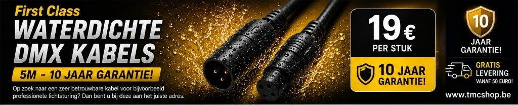 Nieuwe First Class Waterdichte Dmx Kabels 5m 10Jaar Garantie, Ophalen of Verzenden, Nieuw, Complete set
