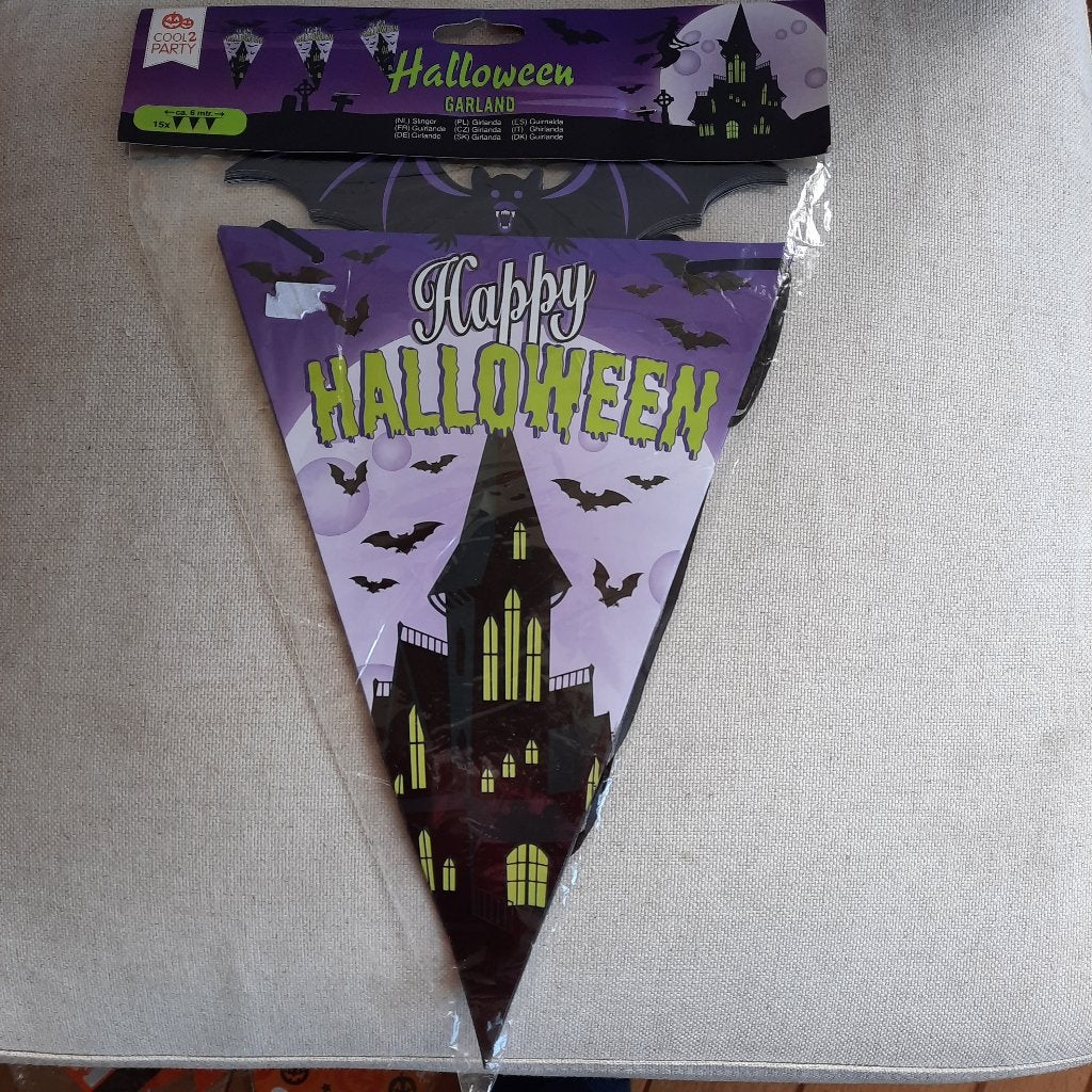 Halloween vlaggenlijn paars, Ophalen of Verzenden, Nieuw, Versiering, Halloween of Griezel