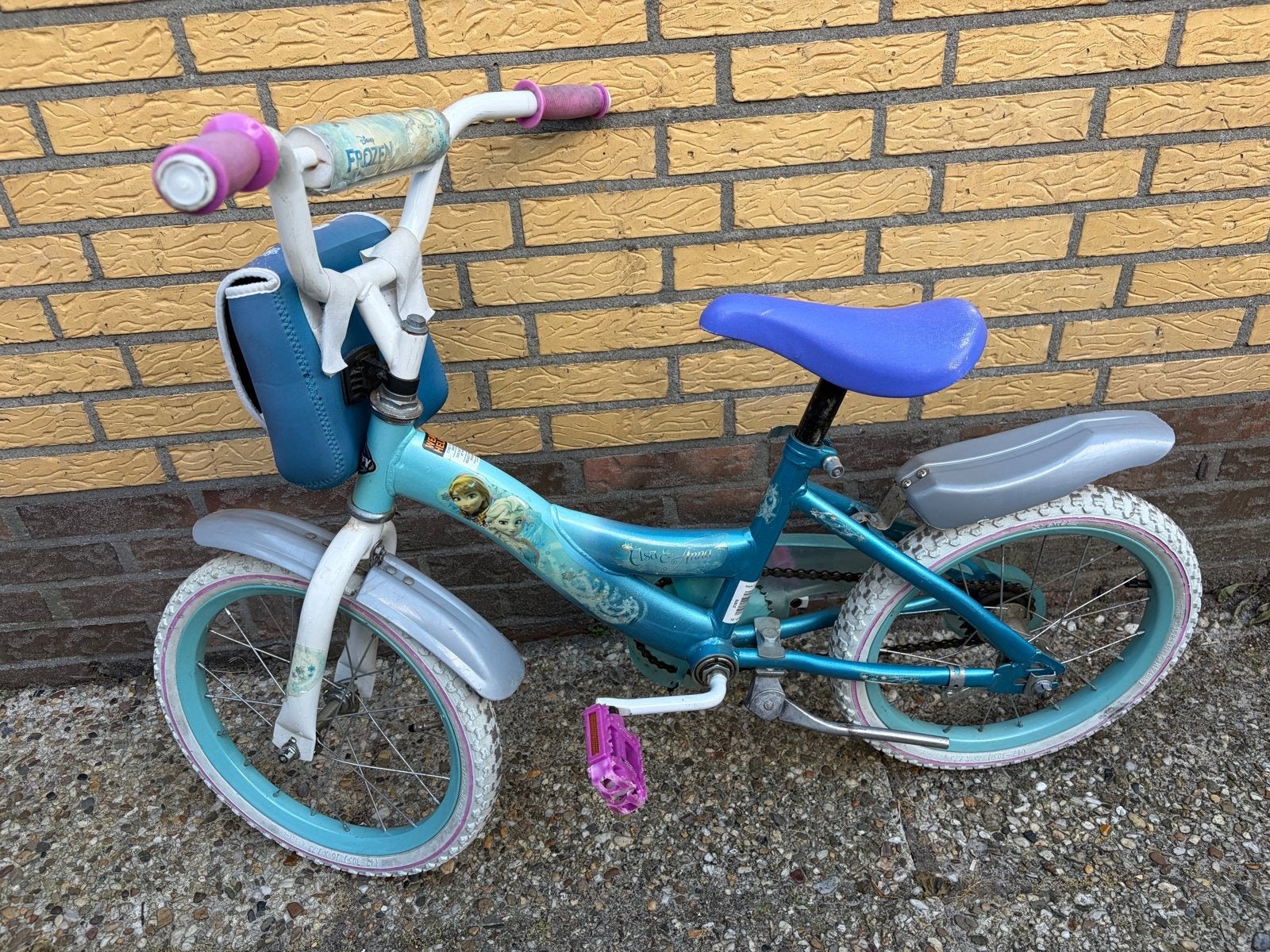 Elsa Frozen kinderfiets 16 inch opknappertje, Ophalen, Gebruikt, 16 tot 20 inch