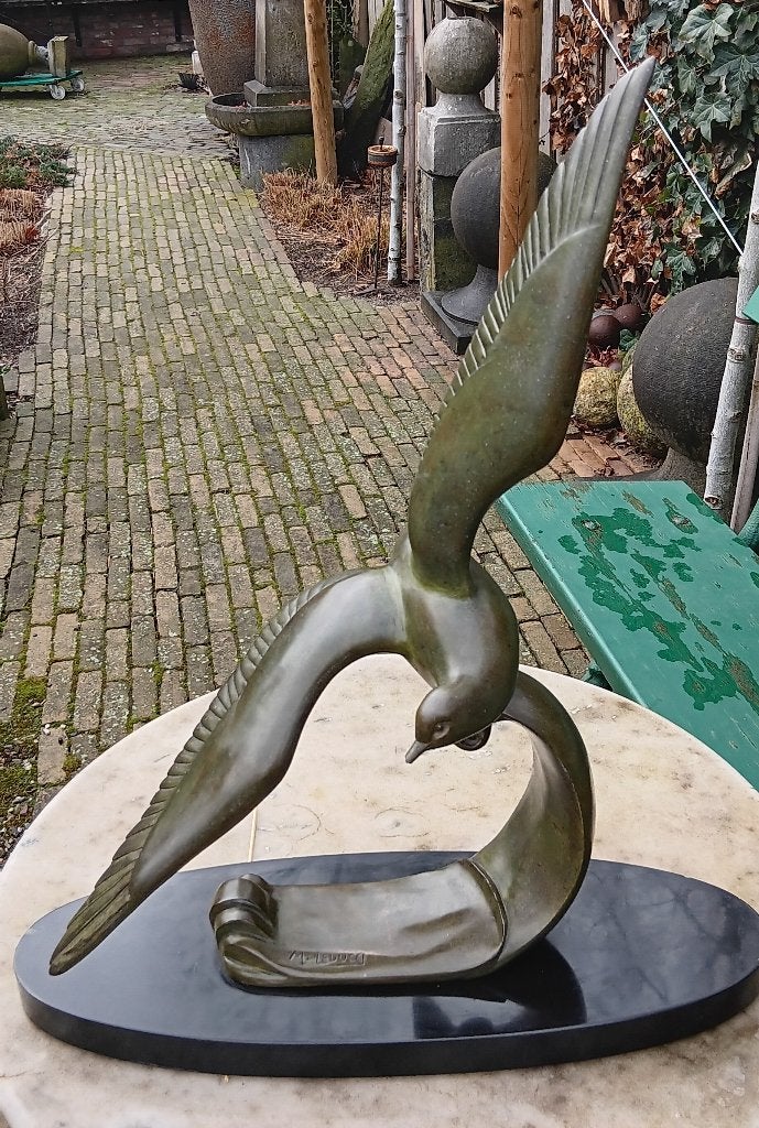 ART  DECO samac meeuw van Marcel Leducq, Ophalen of Verzenden, Brons