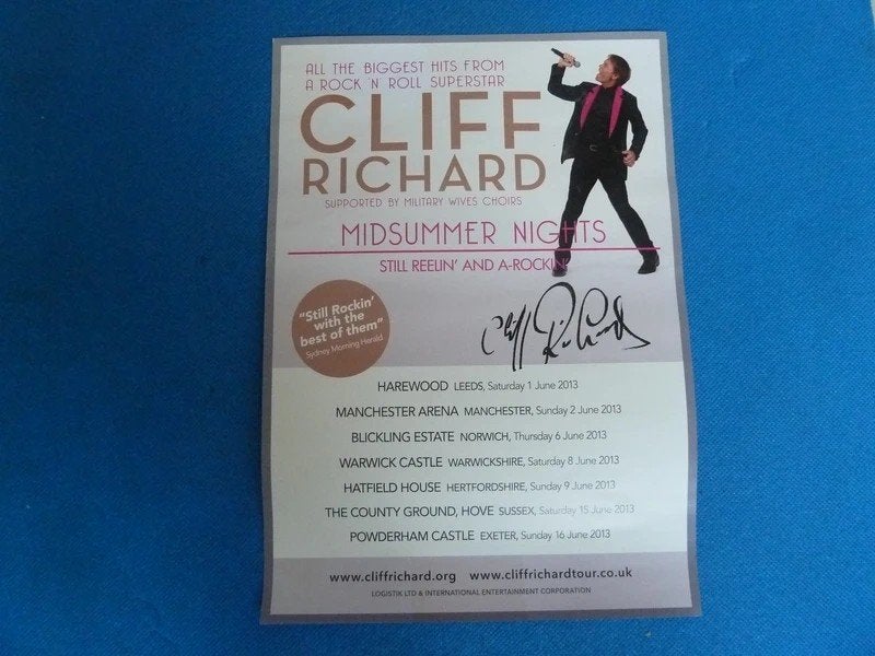 Cliff Richard Poster Midsummer Nights, Verzamelen, Ophalen of Verzenden, Zo goed als nieuw, Poster, Artwork of Schilderij