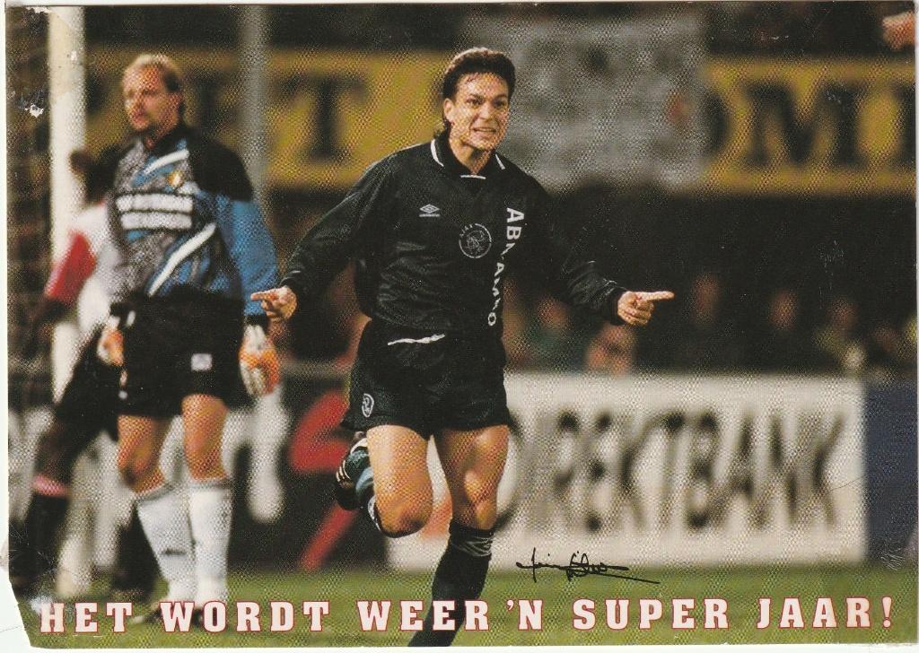 kaart Jari Litmanen De Wedstrijd nr 13 Ajax, Ophalen of Verzenden, Gebruikt, Ajax, Poster, Plaatje of Sticker
