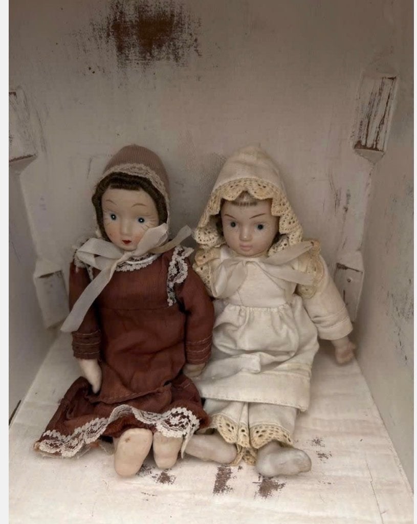 2 x porseleinen pop 18 cm, prijs voor samen, Ophalen of Verzenden, Zo goed als nieuw, X, Pop