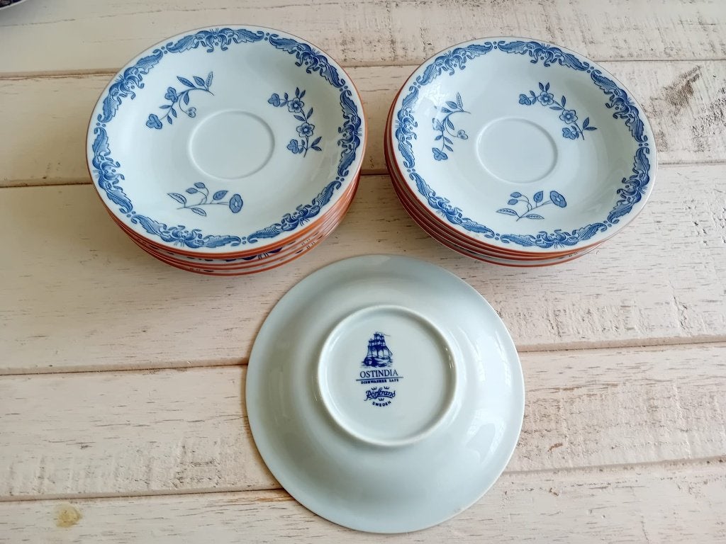 9 porseleinen schotels Rorstrand Ostindia 13 cm puntgaaf., Ophalen of Verzenden, Zo goed als nieuw, Overige stijlen, Kop(pen) en/of Schotel(s)