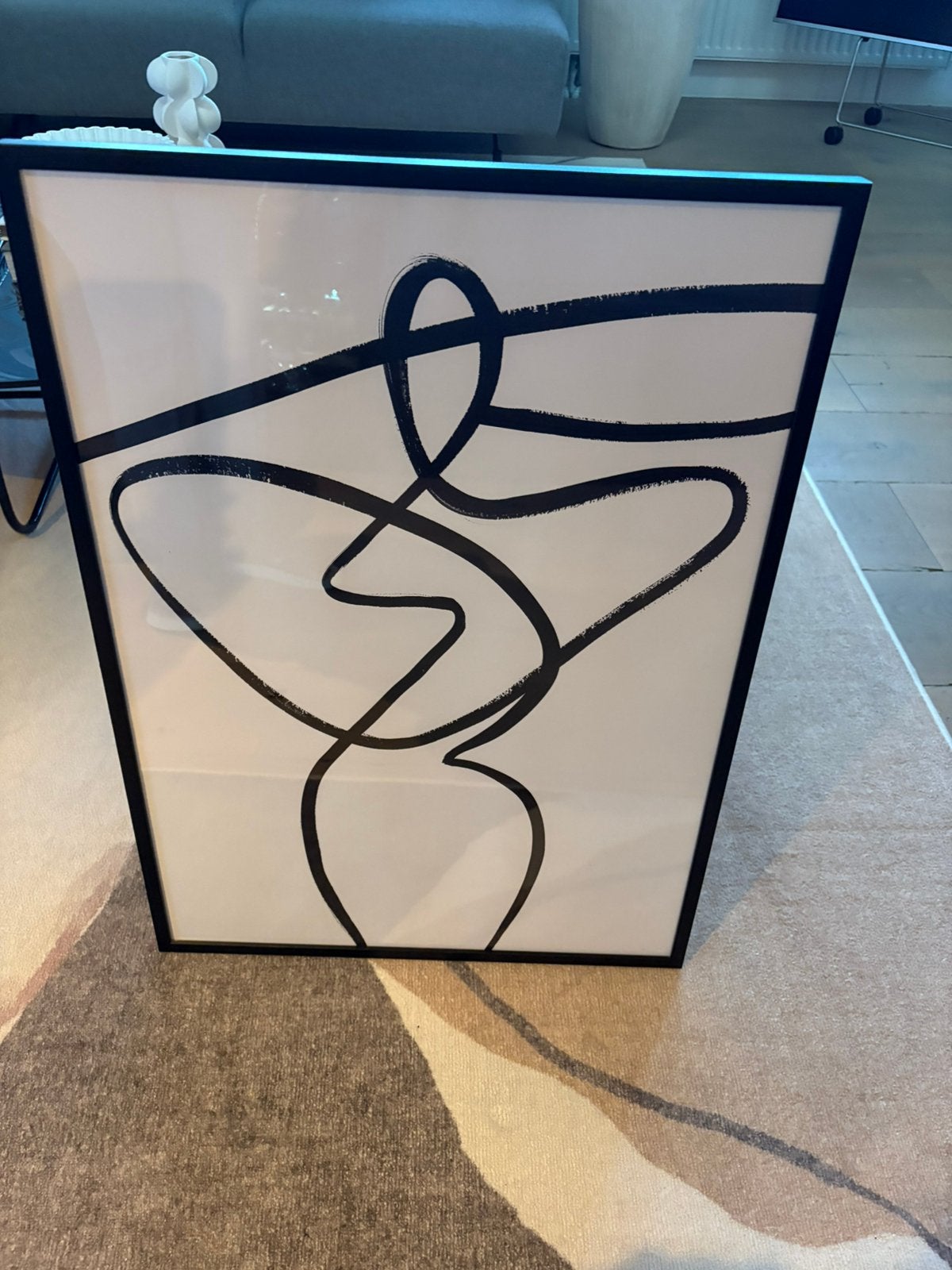 Moderne abstracte wanddecoratie 52x72 cm metzwarte lijst, Huis en Inrichting, Ophalen, Zo goed als nieuw