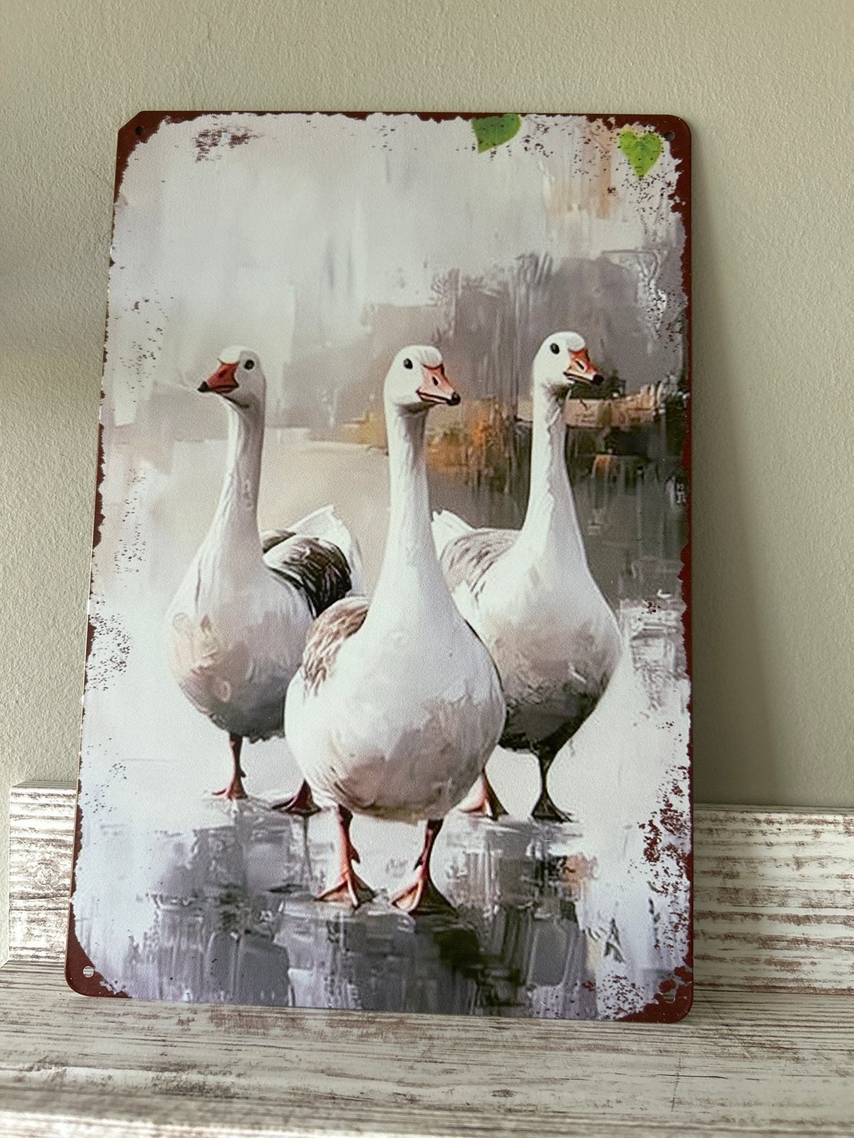 2D Aluminium Paneel 'Ganzen' - 20x30 cm, Huis en Inrichting, Metaal, Meerkleurig, Nieuw, Ophalen of Verzenden