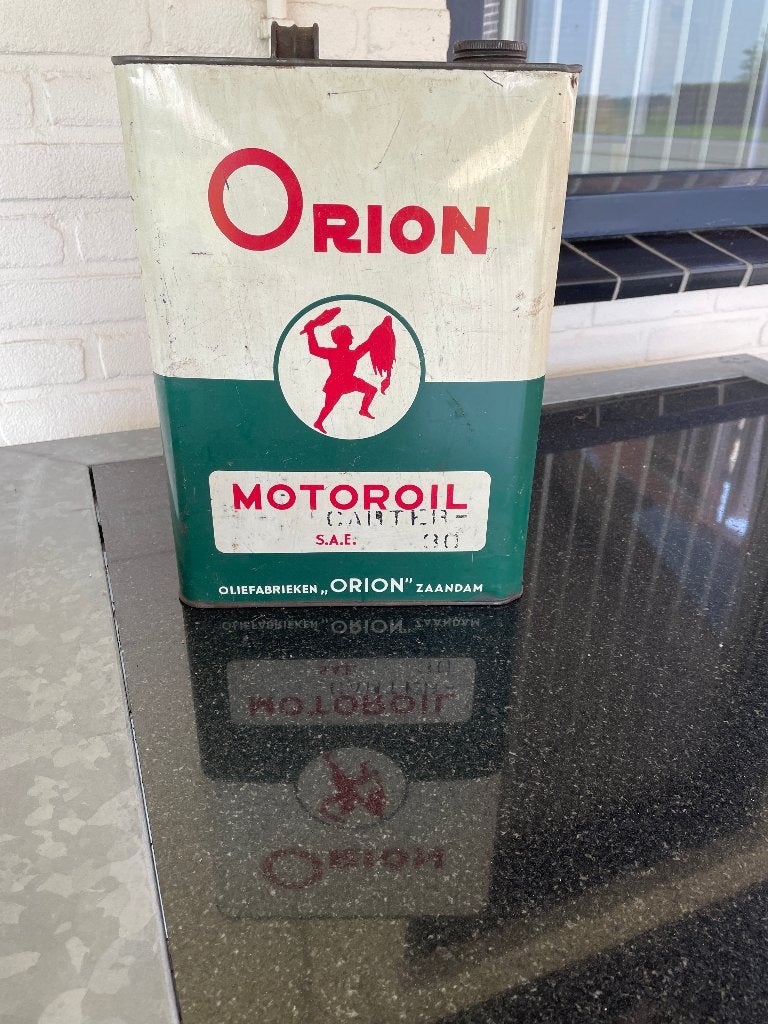 Groot olieblik Orion Motoroil Orion Zaandam, Ophalen of Verzenden, Gebruikt, Verpakking