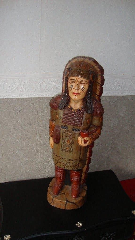 indiaan van hout, Ophalen, Handgemaakt, 50 - 100 cm, Beeld