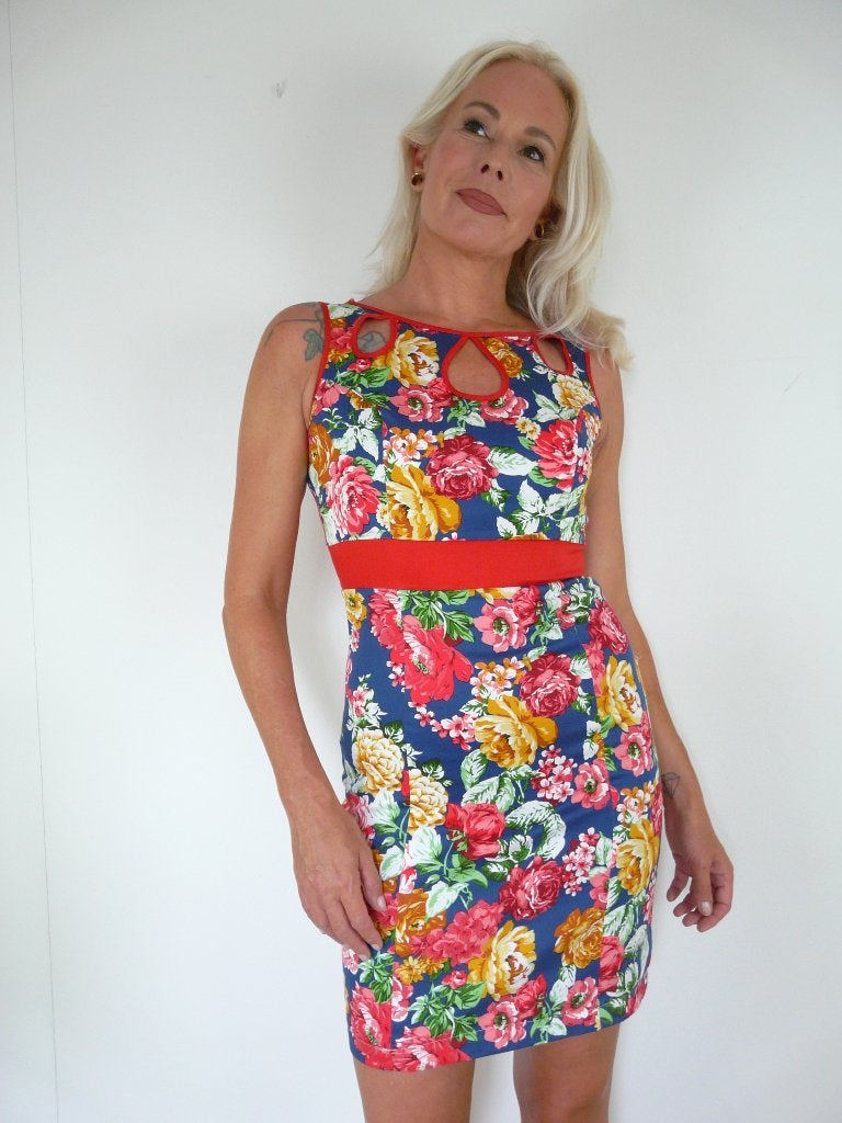 *Abfab Katoenen Hearts & Roses Jurk 36*, Kleding | Dames, Jurken, Zo goed als nieuw, Maat 36 (S), Boven de knie, Ophalen of Verzenden