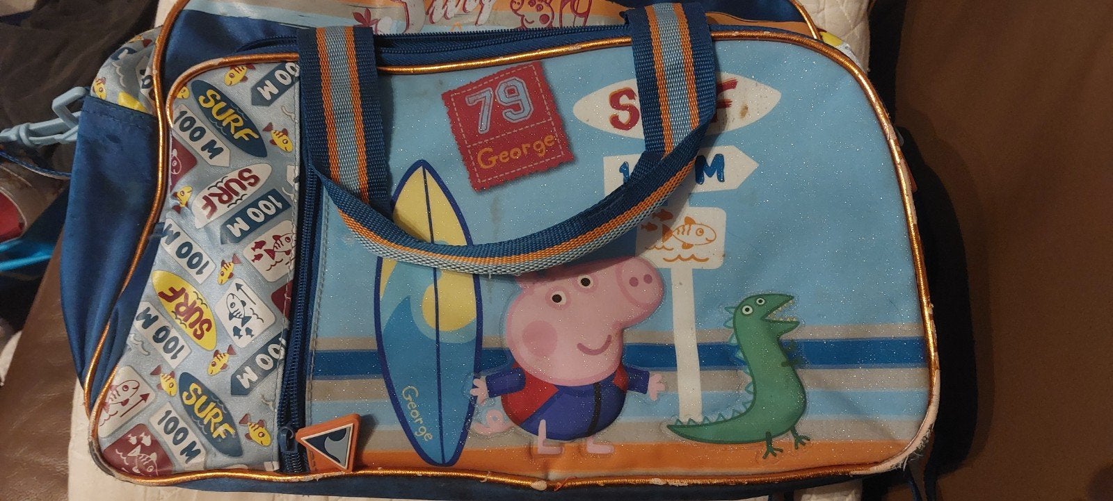 Peppa Pig tas met 3 vakken - George op surfplank, Ophalen of Verzenden, Gebruikt, Peppa Pig