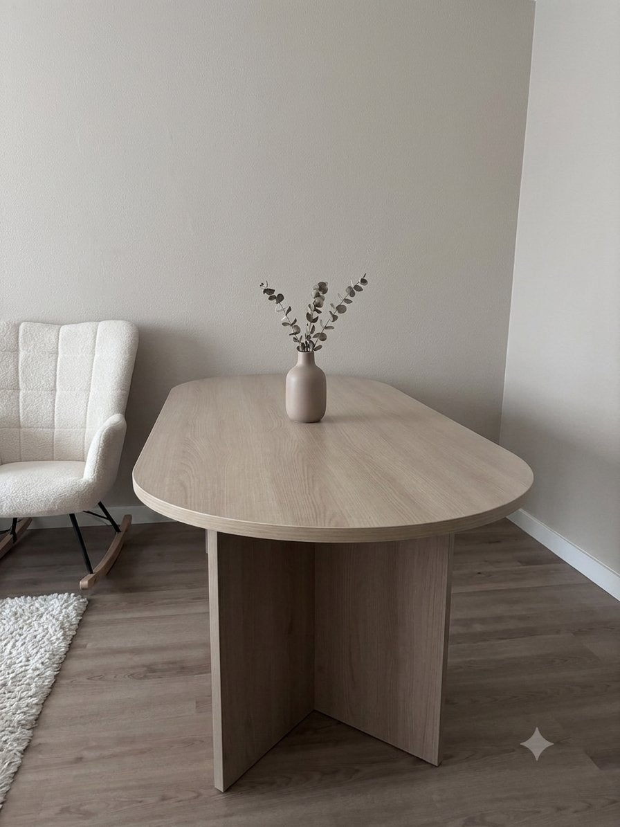 Japandi Eettafel Licht Hout Z.G.A.N. - Grote Afmeting, 100 tot 150 cm, Ophalen of Verzenden, Zo goed als nieuw, 150 tot 200 cm