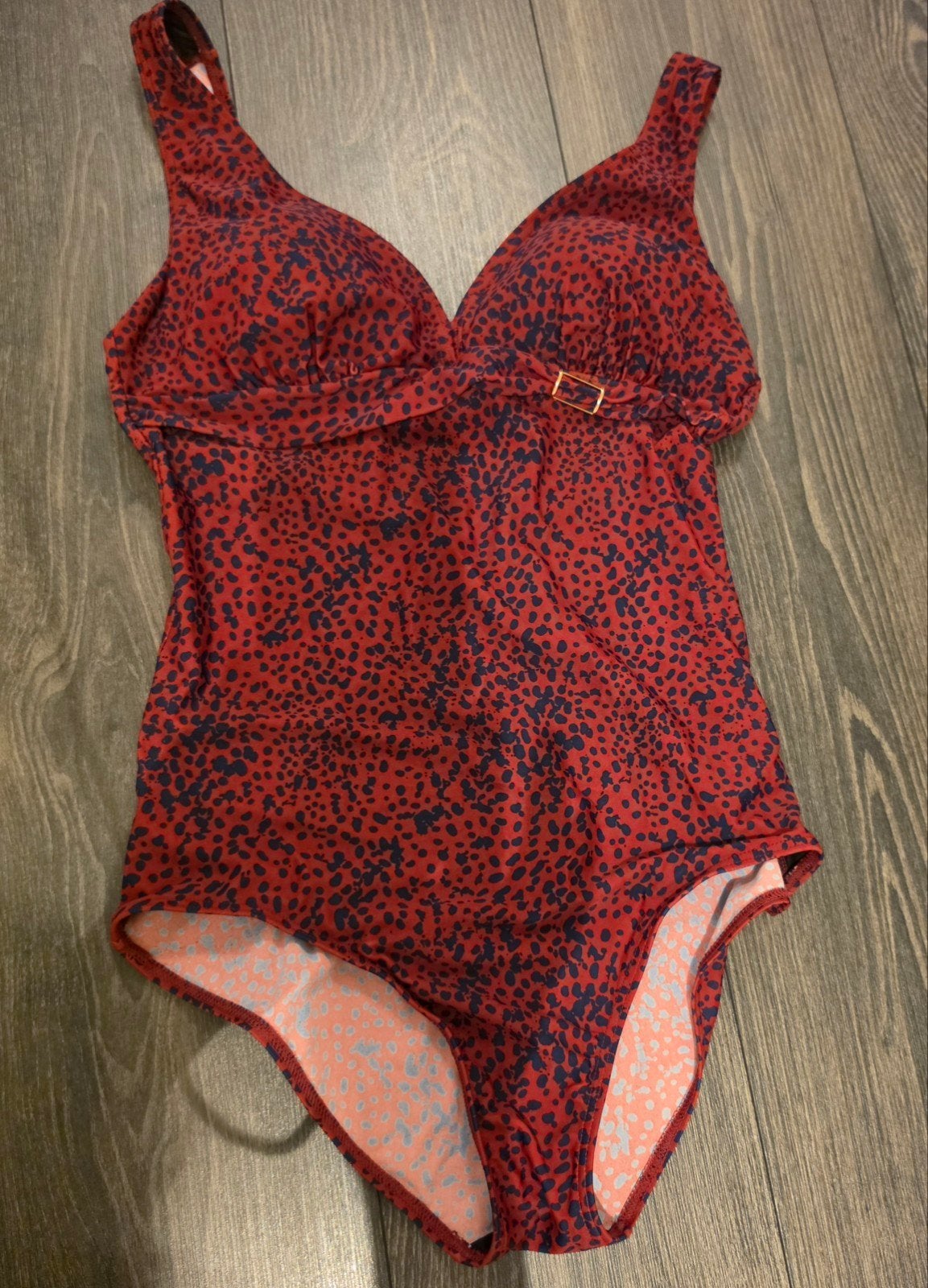 Livera badpak rood met print, maat 42B/C, Badpak, Ophalen of Verzenden, Zo goed als nieuw, Rood