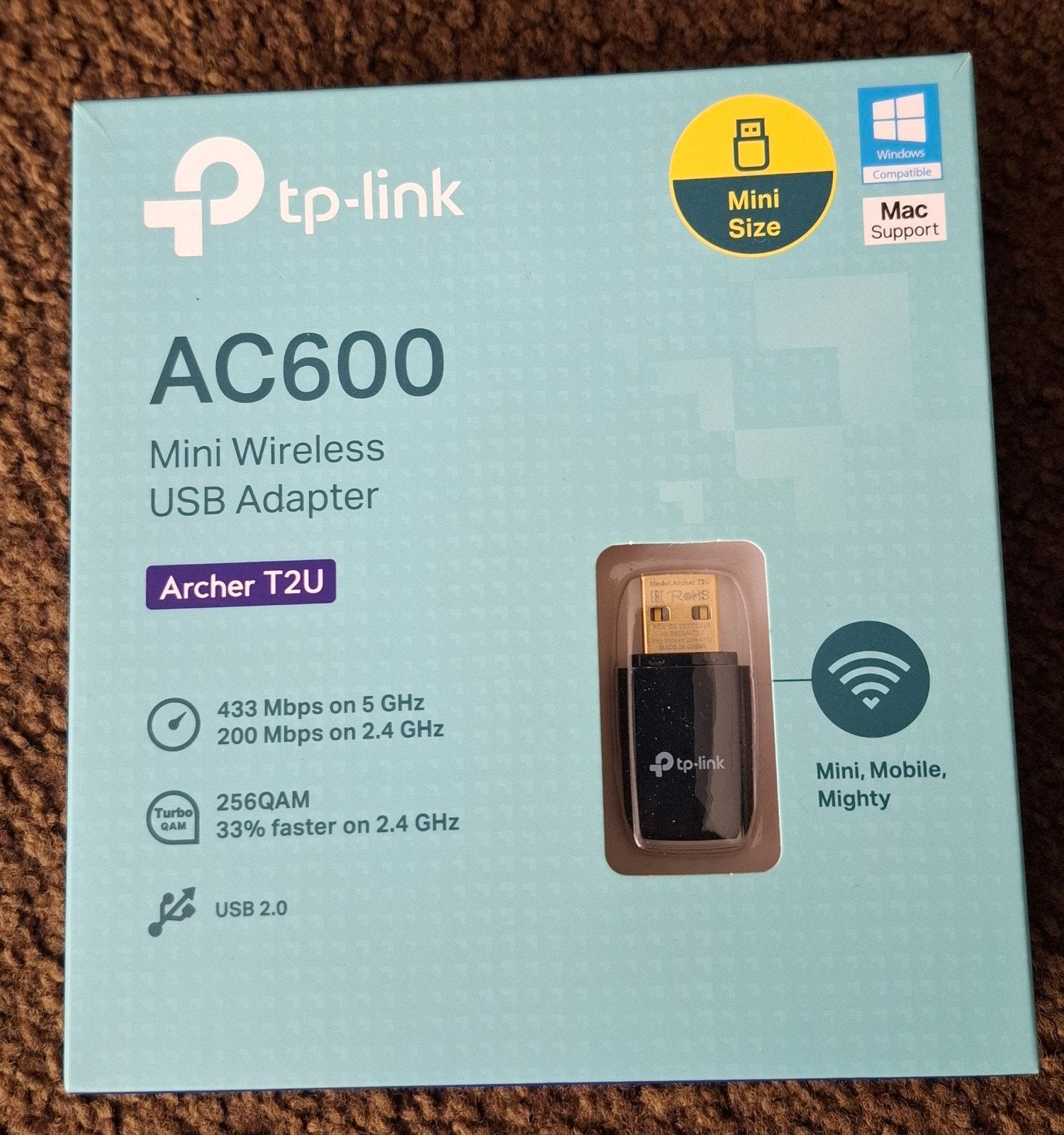 TP-Link AC600 Mini Draadloze USB Adapter Archer T2U, Computers en Software, Ophalen of Verzenden, Nieuw, Extern, TP-Link