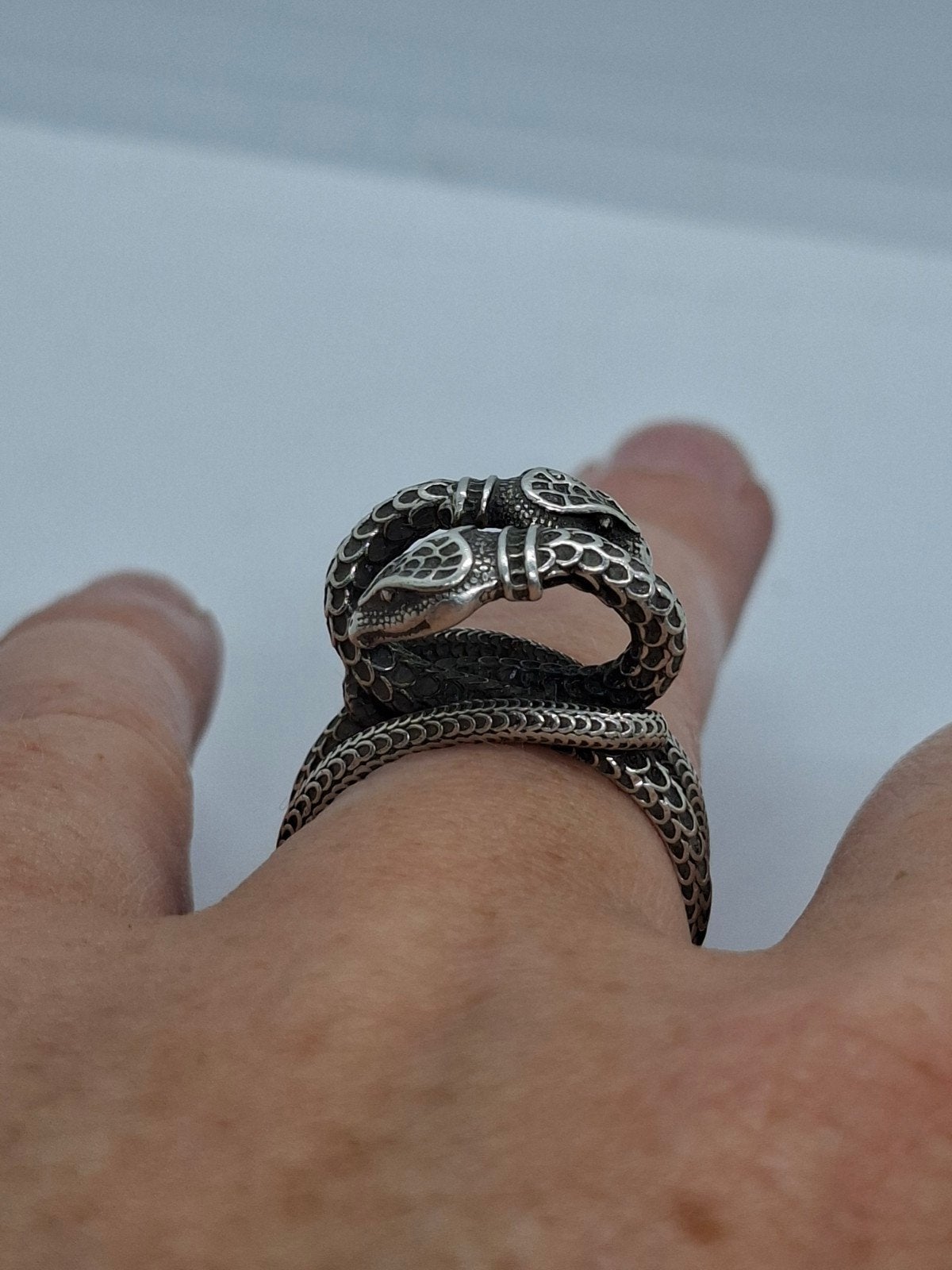 Prachtige zilveren Gucci Garden Snakes herenring 925, maat 5, 18 tot 19, Heer, Ophalen of Verzenden, Zilver