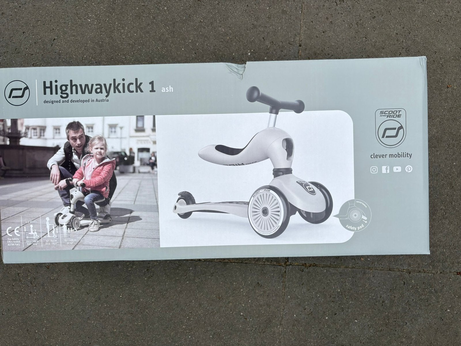 Scoot and Ride Highwaykick 1 Ash - nieuw in doos, Ophalen of Verzenden, Nieuw, Loopfiets
