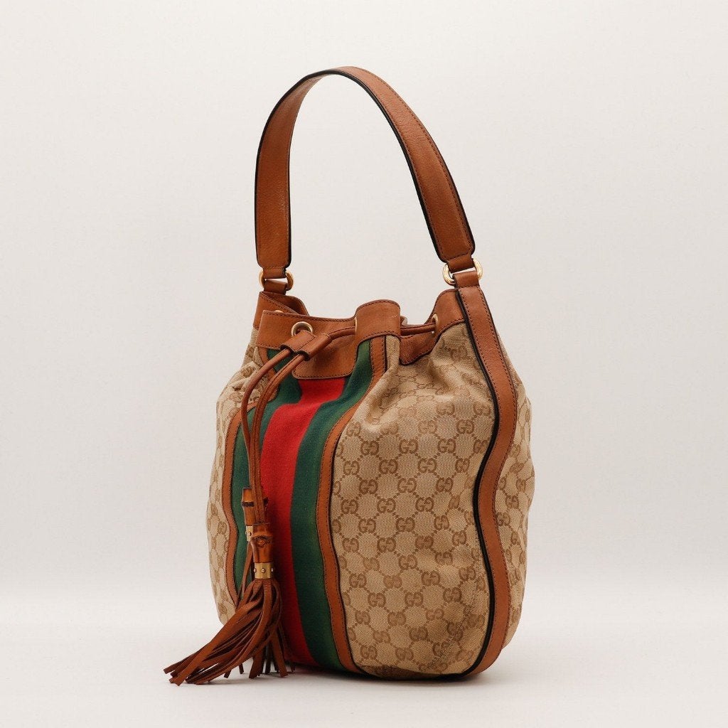 Gucci Rania Web bucket tas, Verzenden, Gebruikt, Zwart, Overige typen