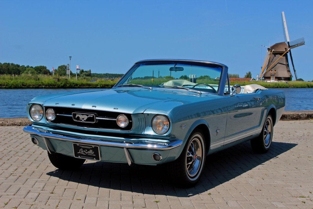 1966 Ford Mustang - 289 V8 aut, Auto's, Oldtimers, Bedrijf, Ford USA, Benzine, Cabriolet, Automaat, Blauw, Blauw, Kunstmatig leder