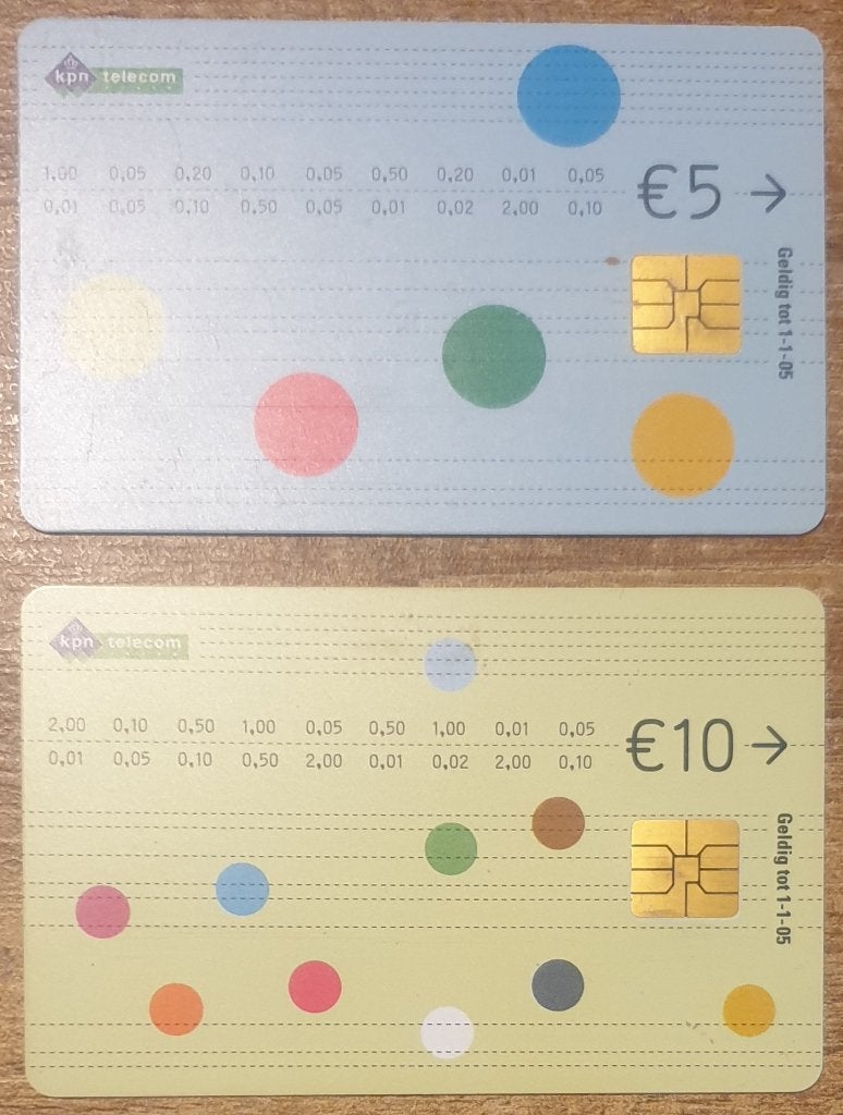 2 Telefoonkaarten Munten/Biljetten gebruikt, Ophalen of Verzenden, Nederland